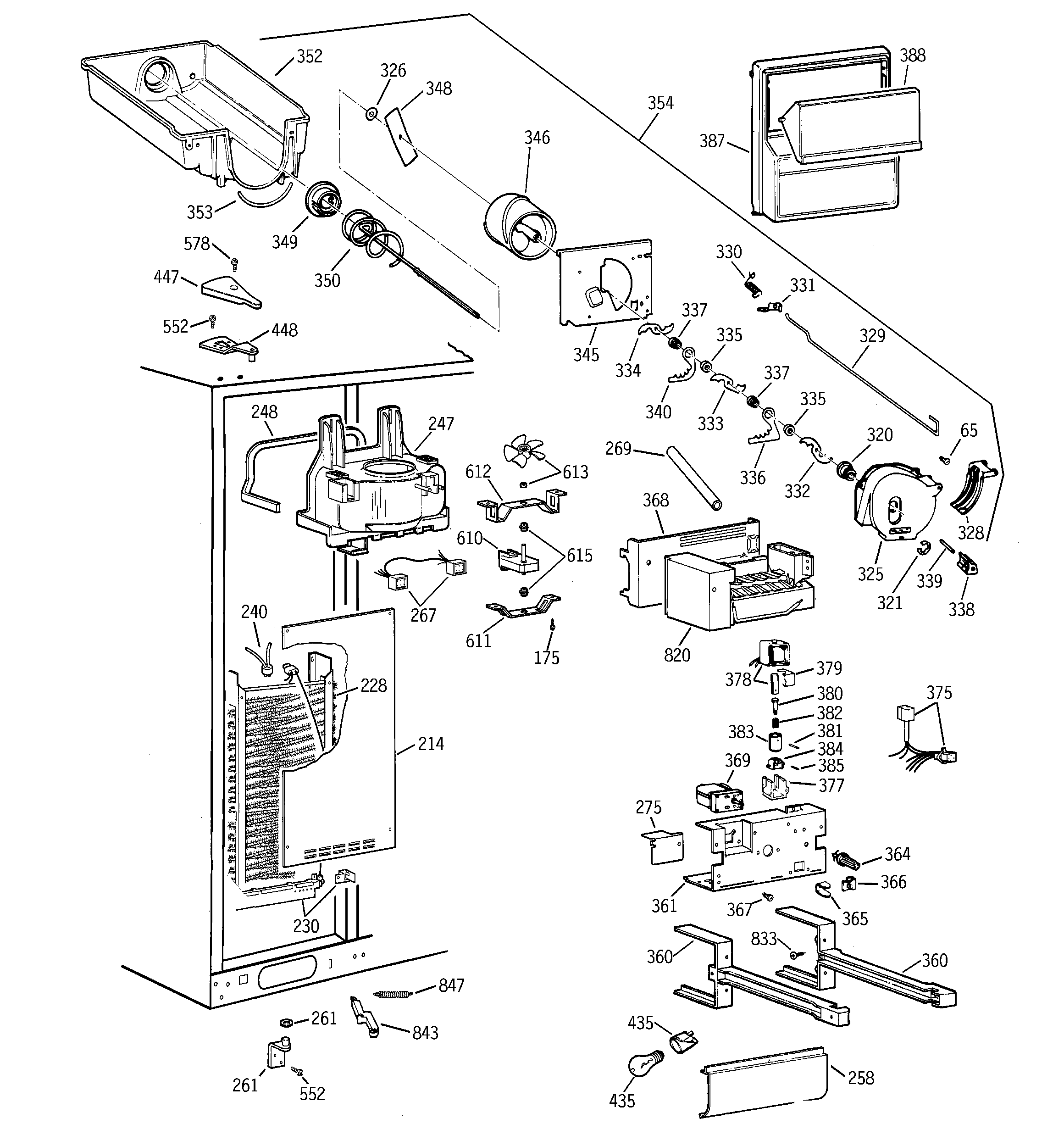 GE TPS24PPBJBS freezer section diagram