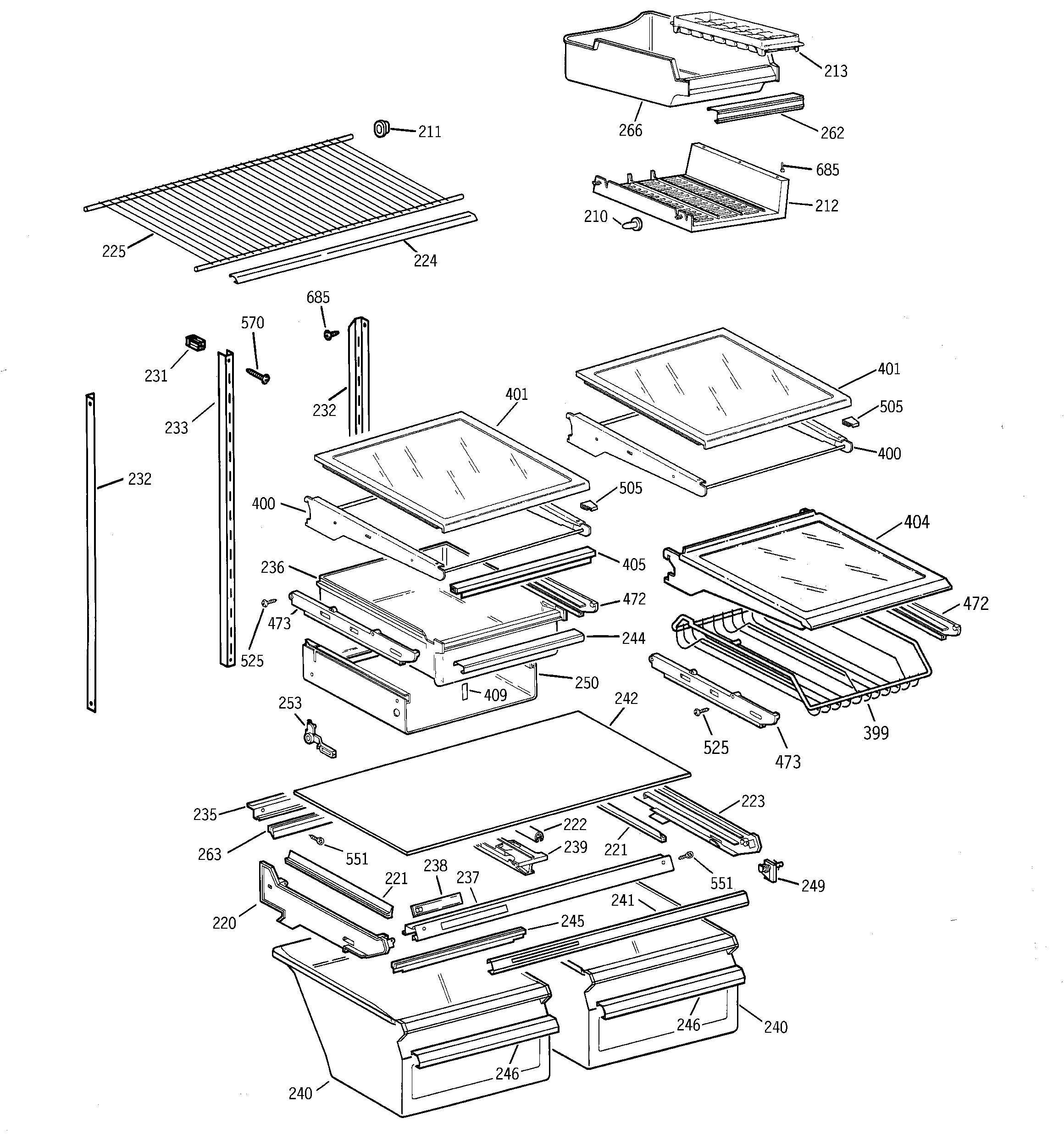 GE TBX19PABRRCC shelf parts diagram