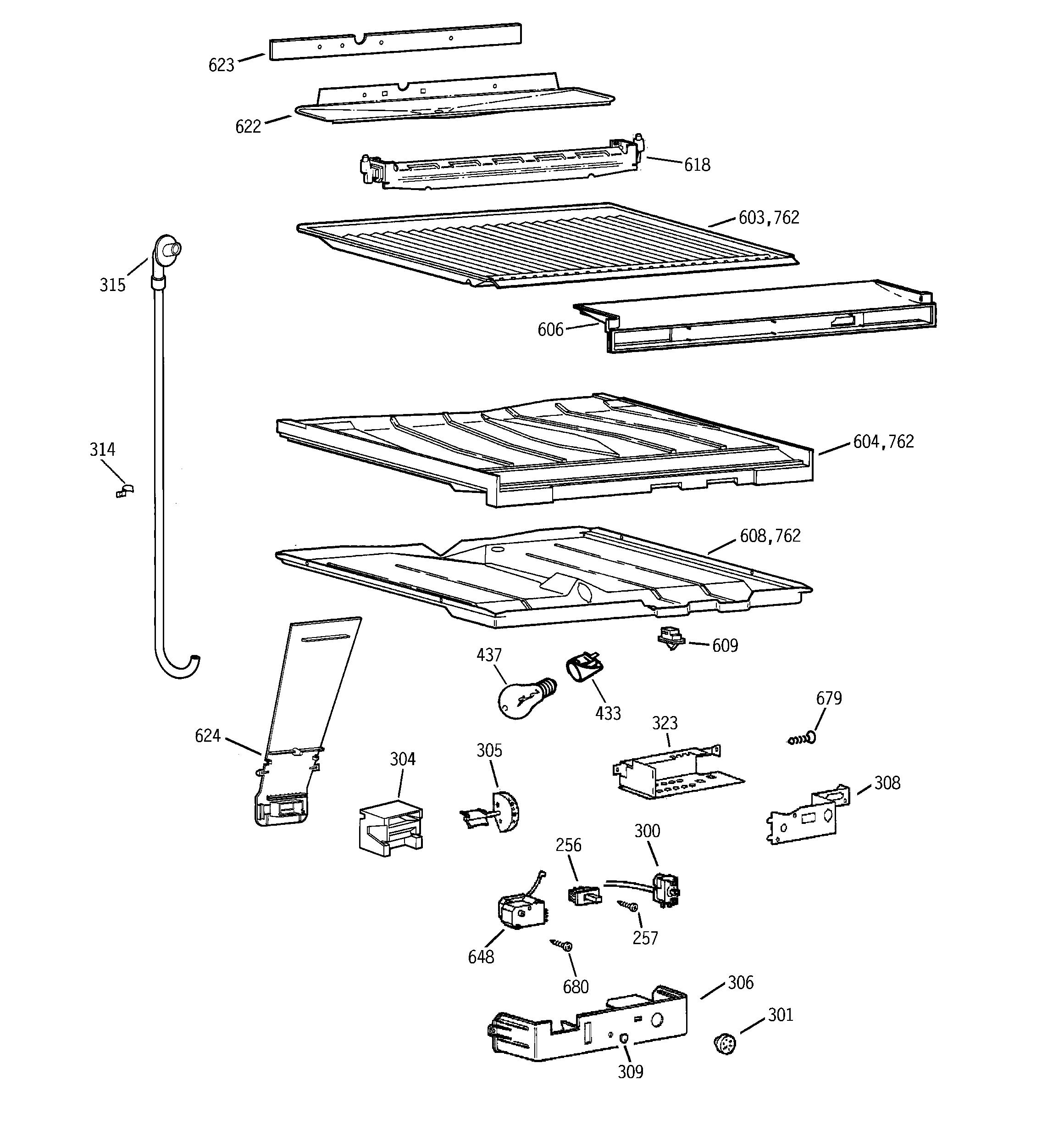 GE TBX19PABRRCC compartment separator parts diagram