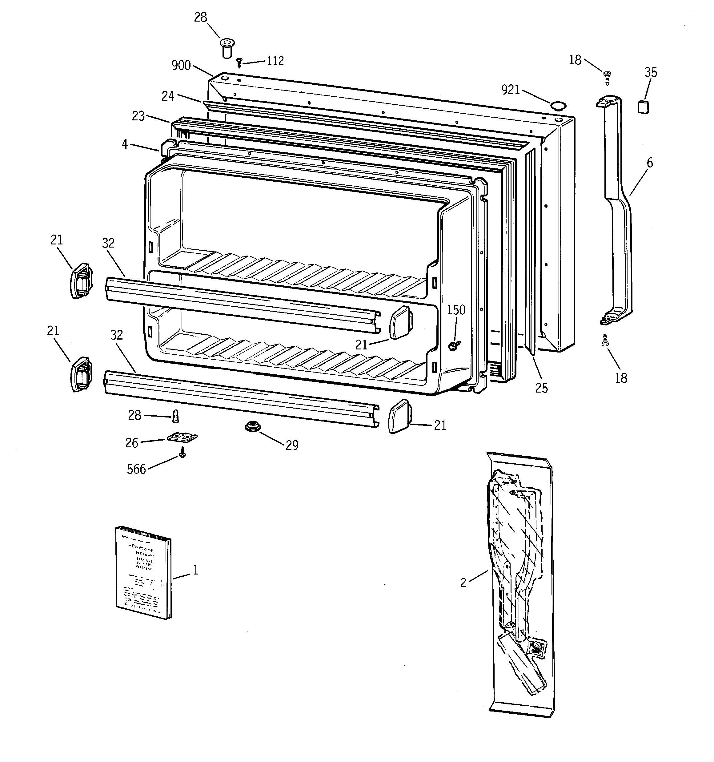 GE TBX24JABRRCC freezer door diagram