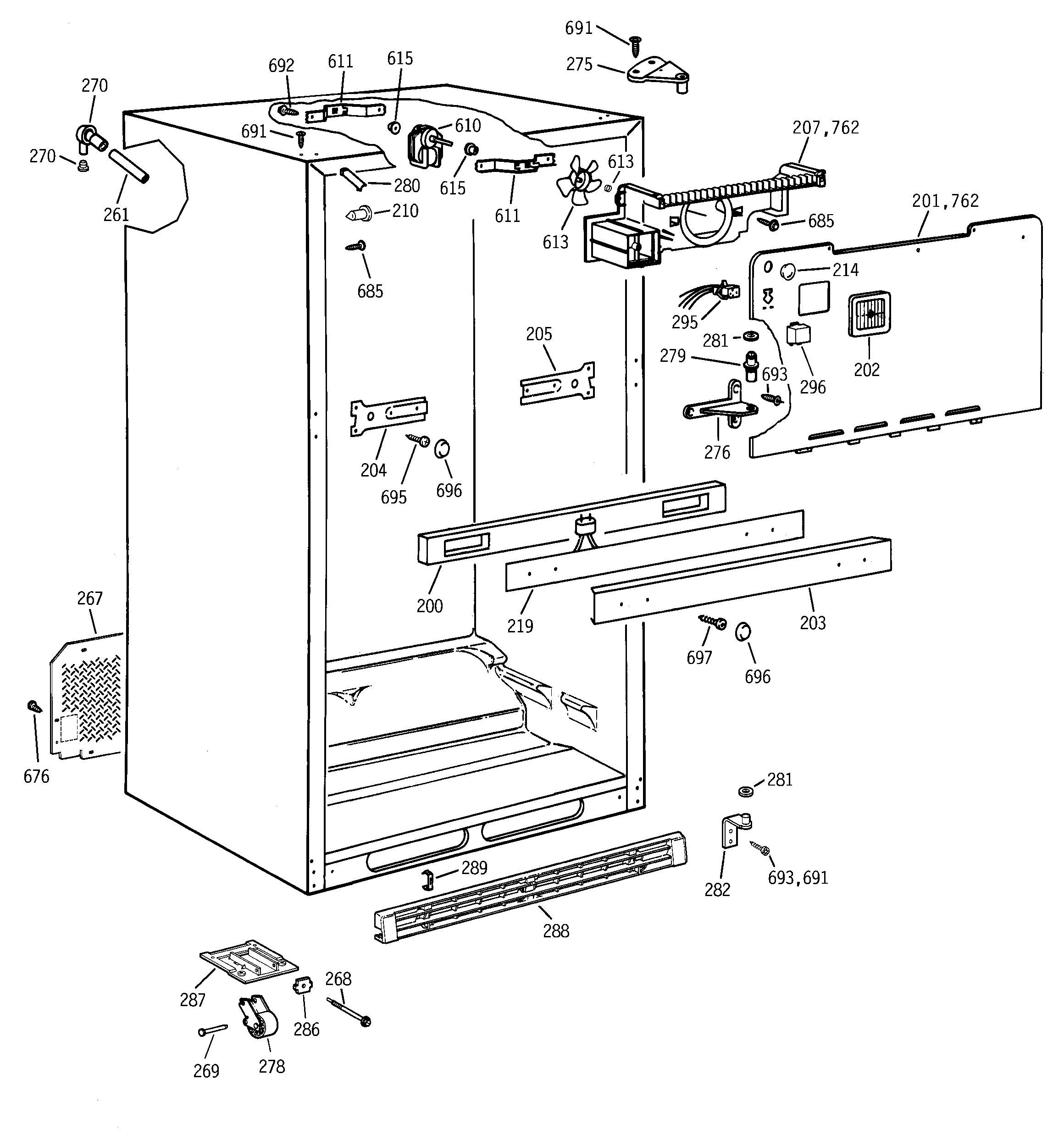 GE TBX24JABRRCC cabinet diagram