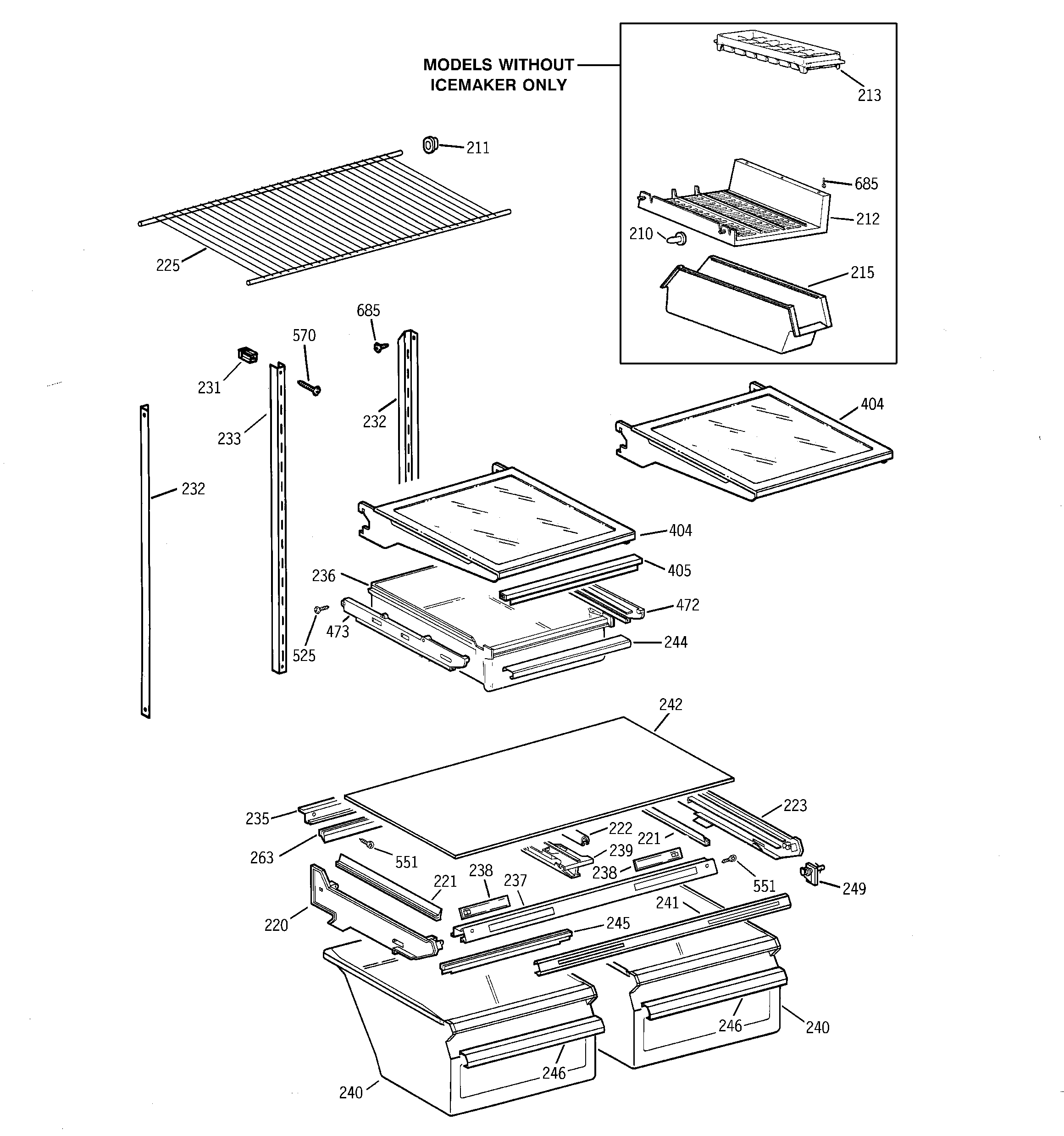 GE TBX24JABRRCC shelf parts diagram