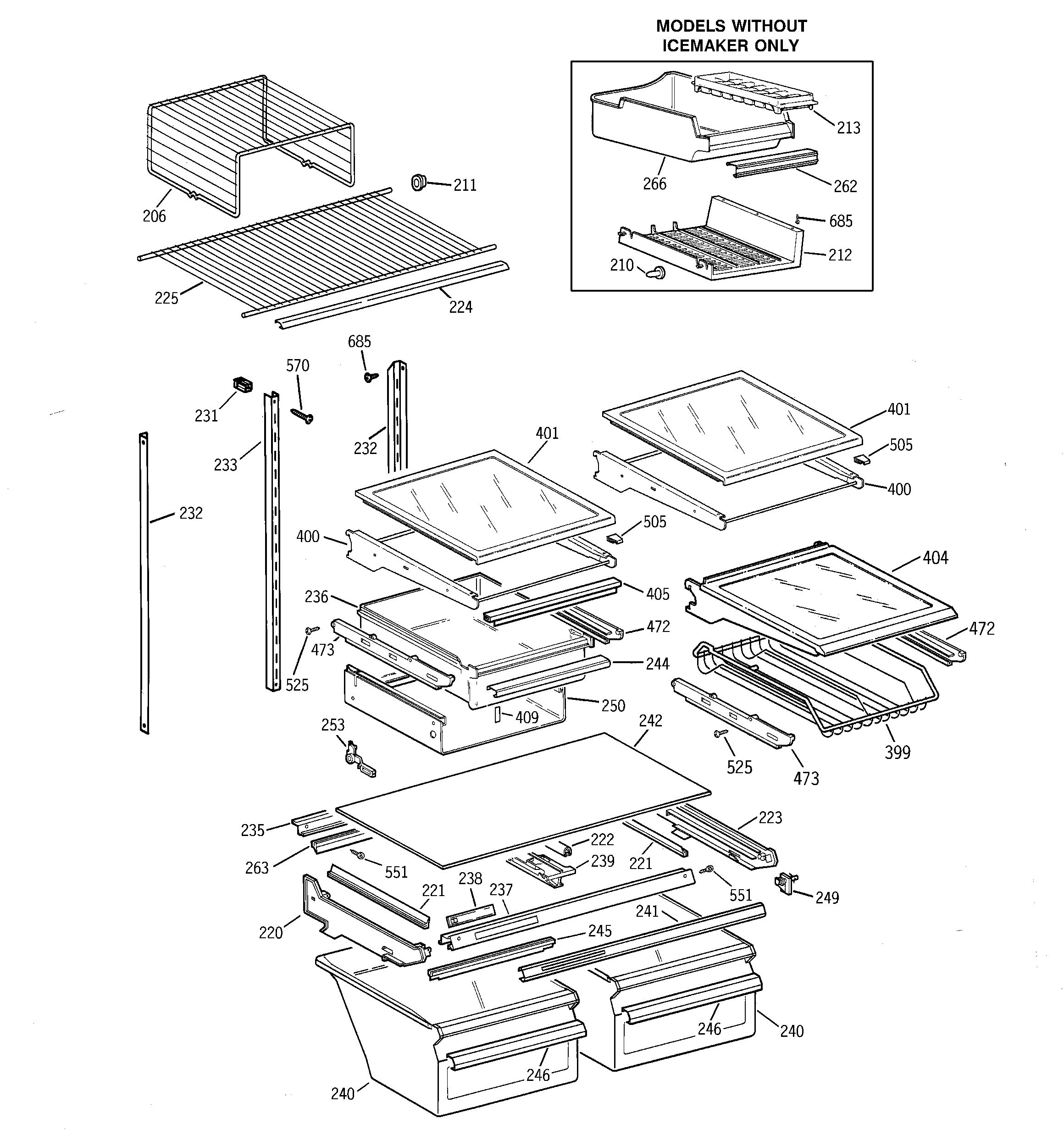 GE TBX25PABRRCC shelf parts diagram