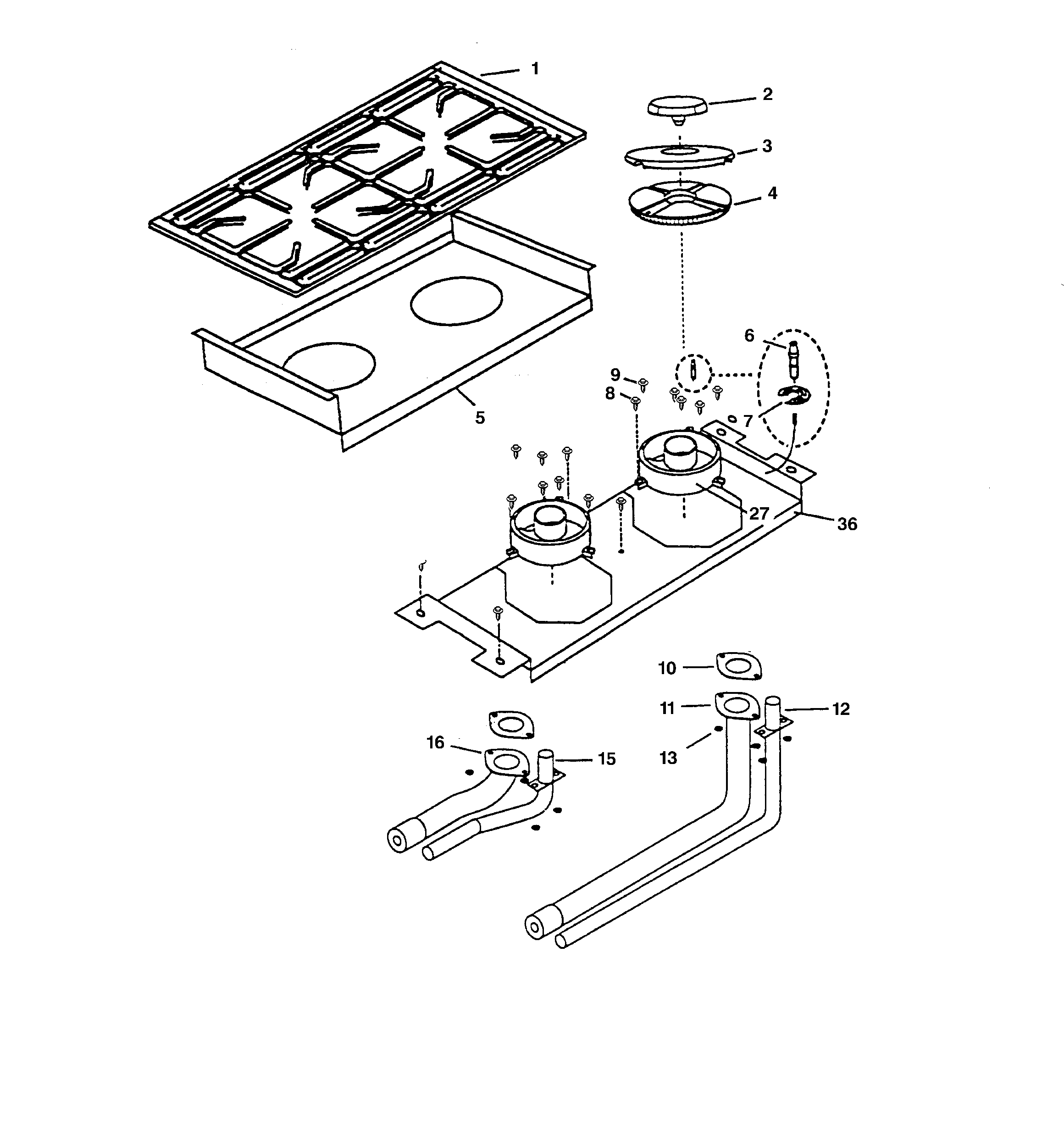 GE ZGU48N4GWSS burner assembly diagram