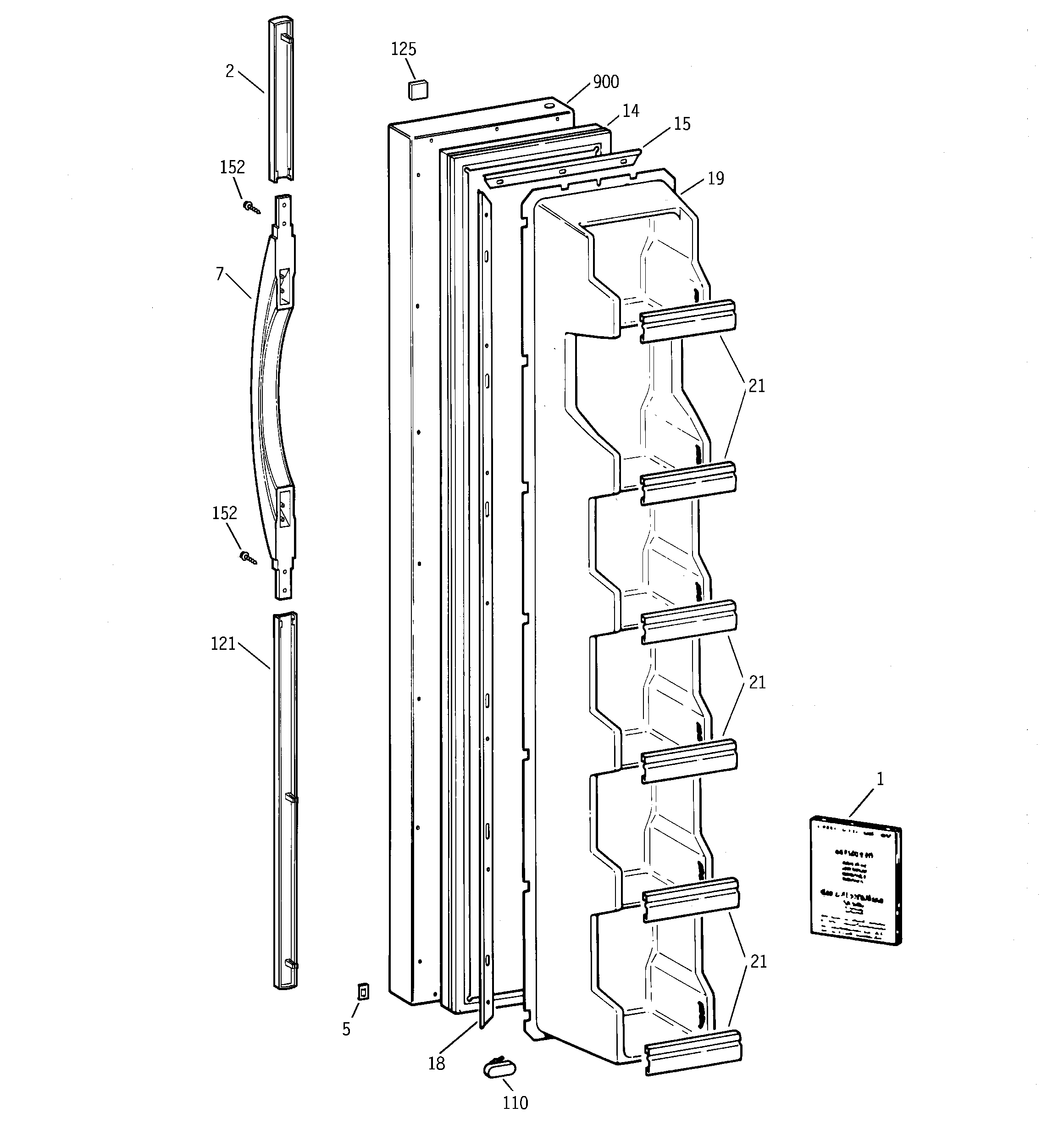 GE TFX20JABAWW freezer door diagram