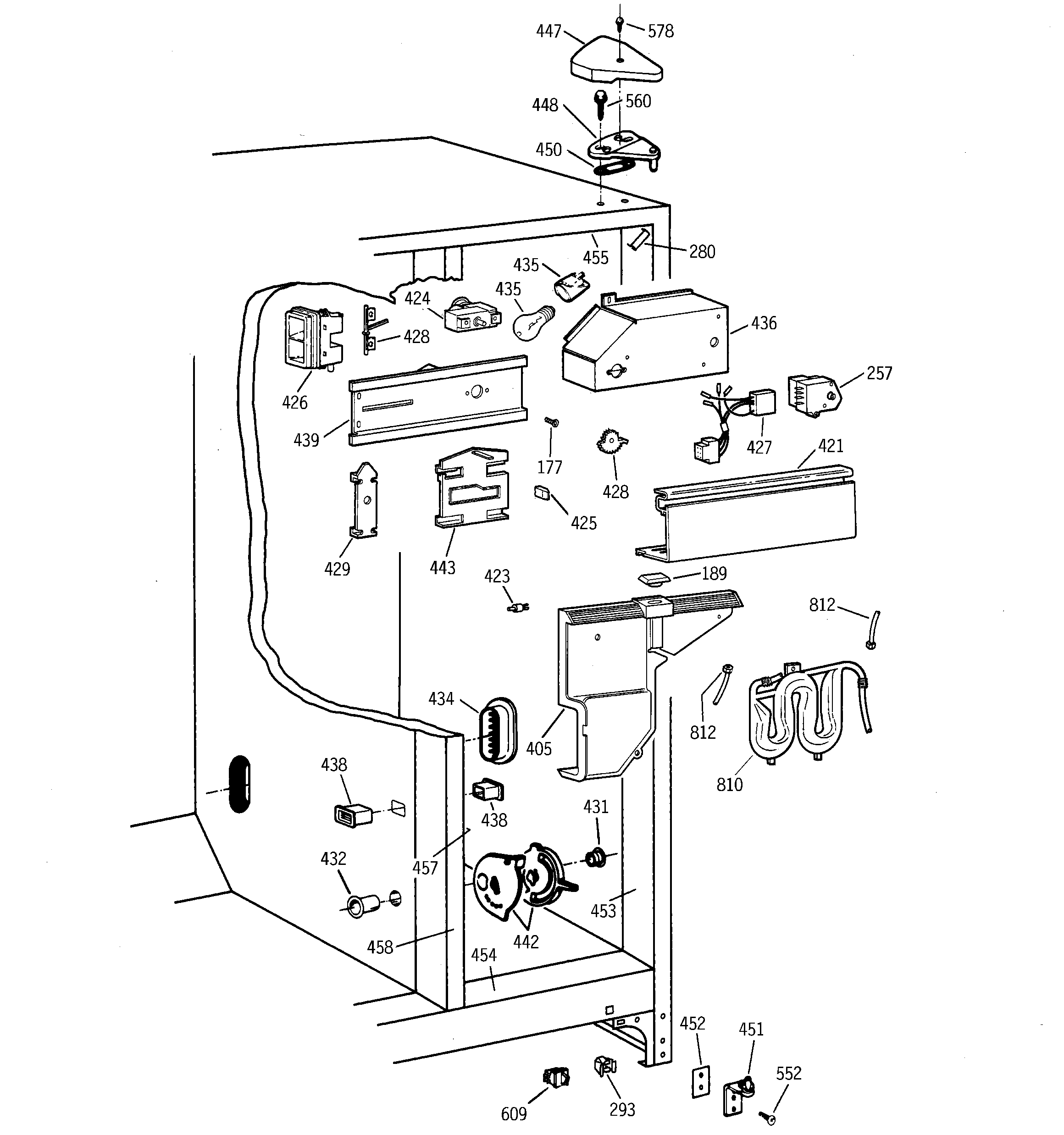 GE TFX25QRBAWW fresh food section diagram