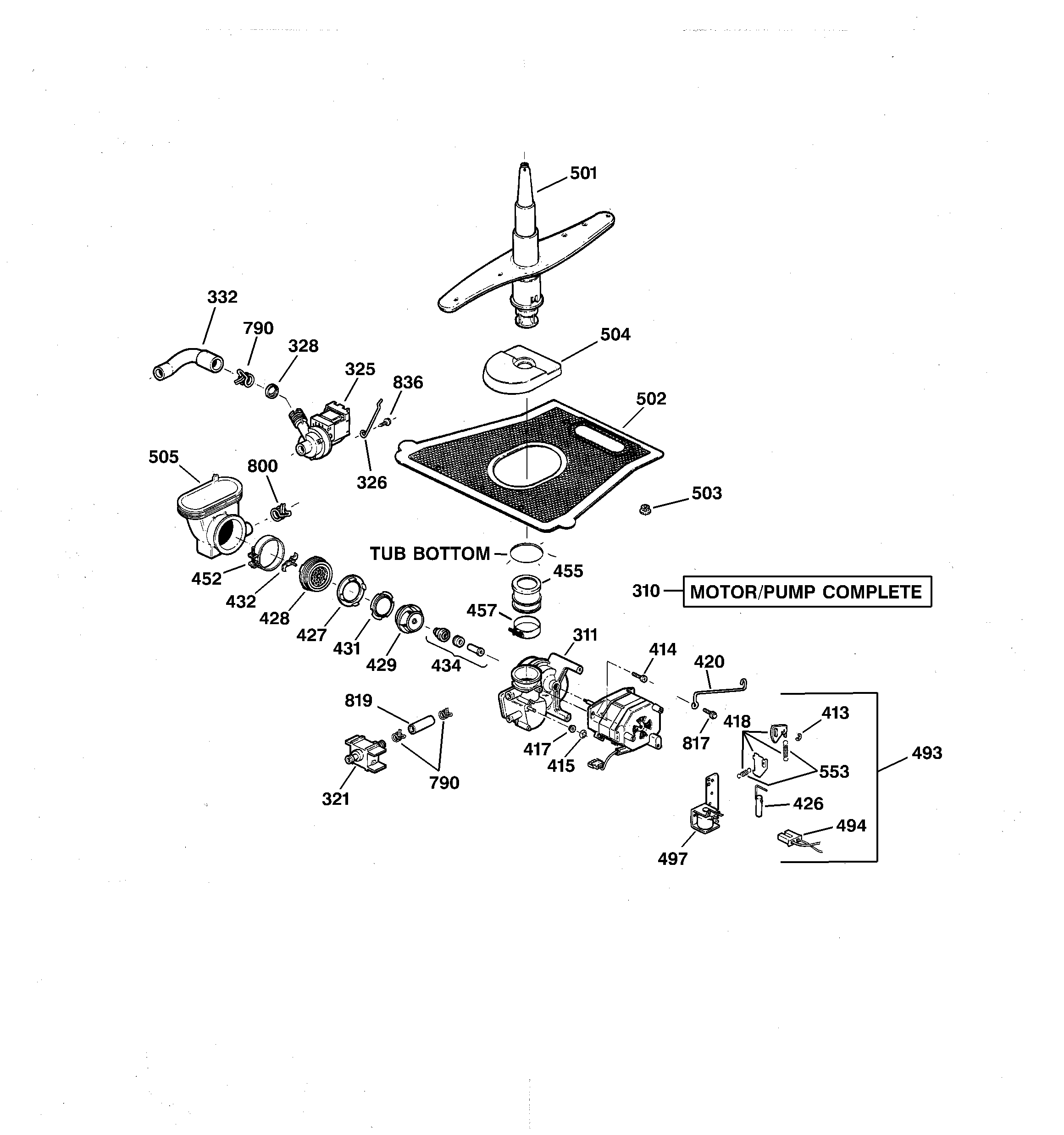 GE GSD5650D00CC motor-pump mechanism diagram