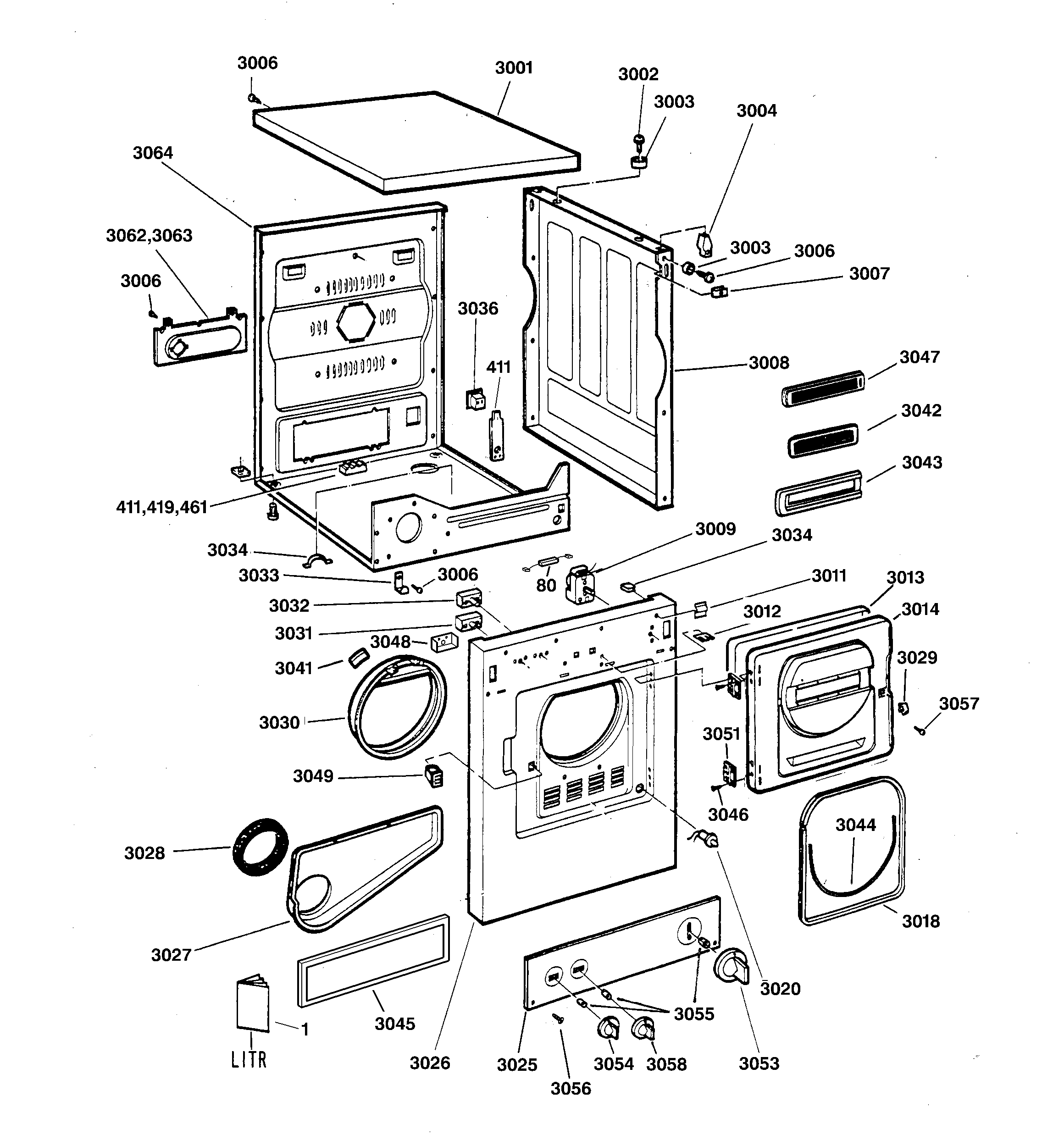 GE DSKS433EA0AA cabinet, front panel, door & contro diagram