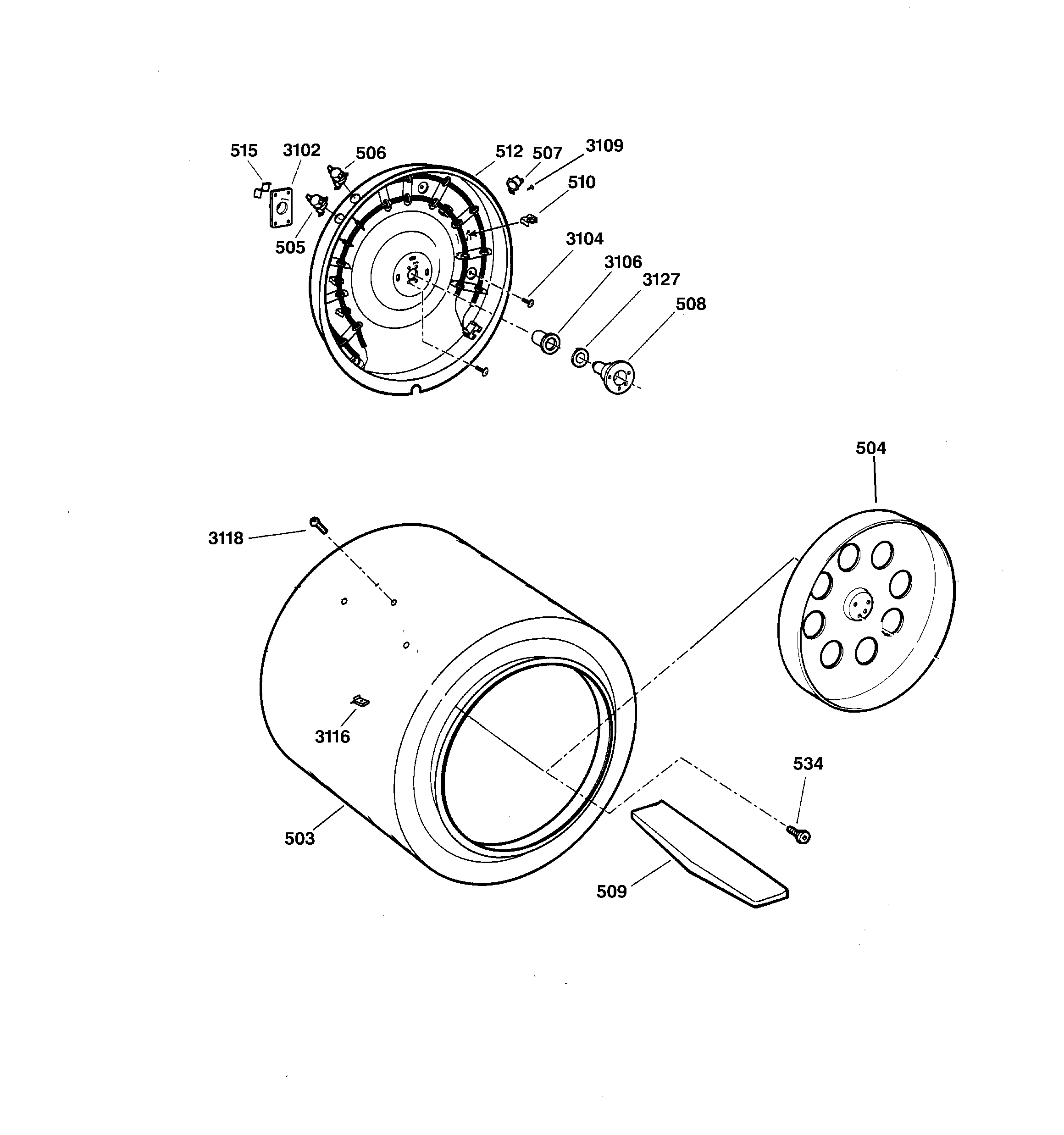 GE DSKS433EA0AA drum diagram