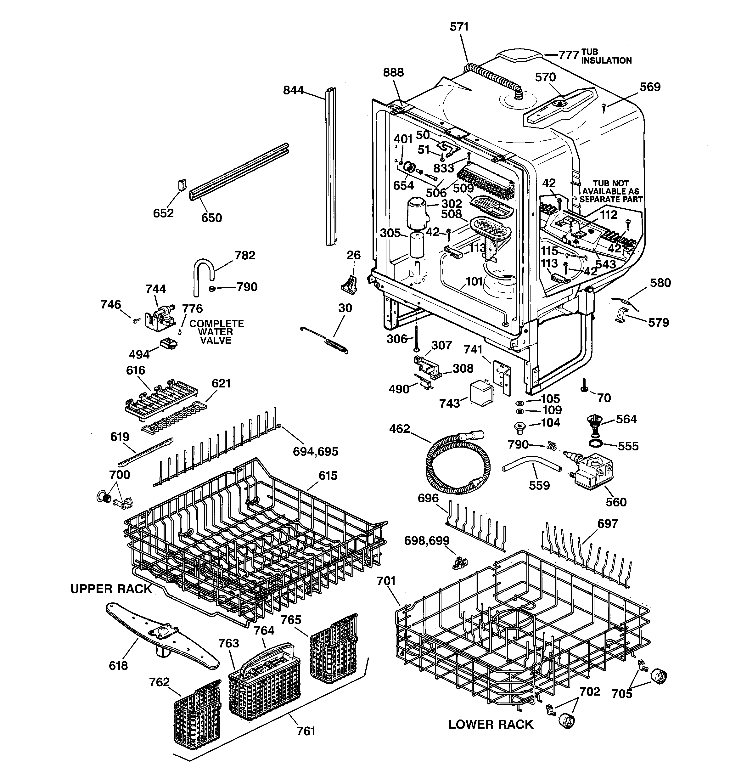 GE ZBD4200D01BB body parts diagram