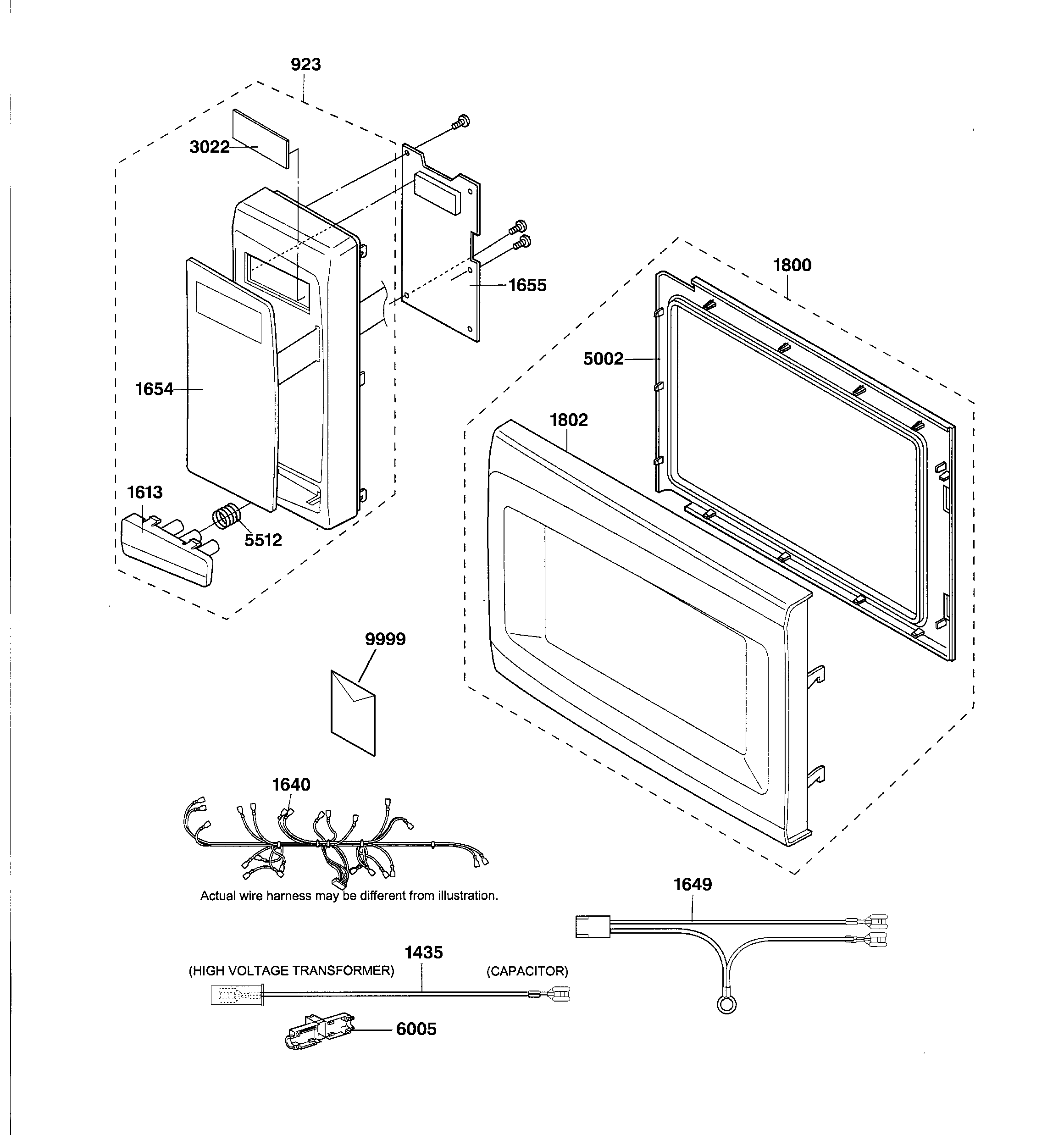 GE JE1140WC01 control panel, door & wiring diagram