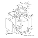 GE WWSR4140W0WW cabinet, cover & front panel diagram