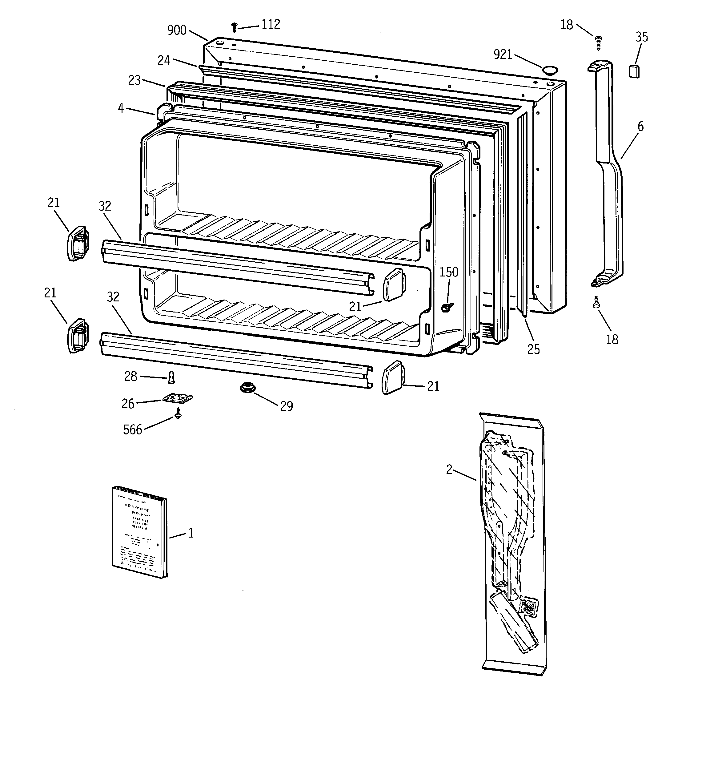 GE TBX18AABQRBB freezer door diagram