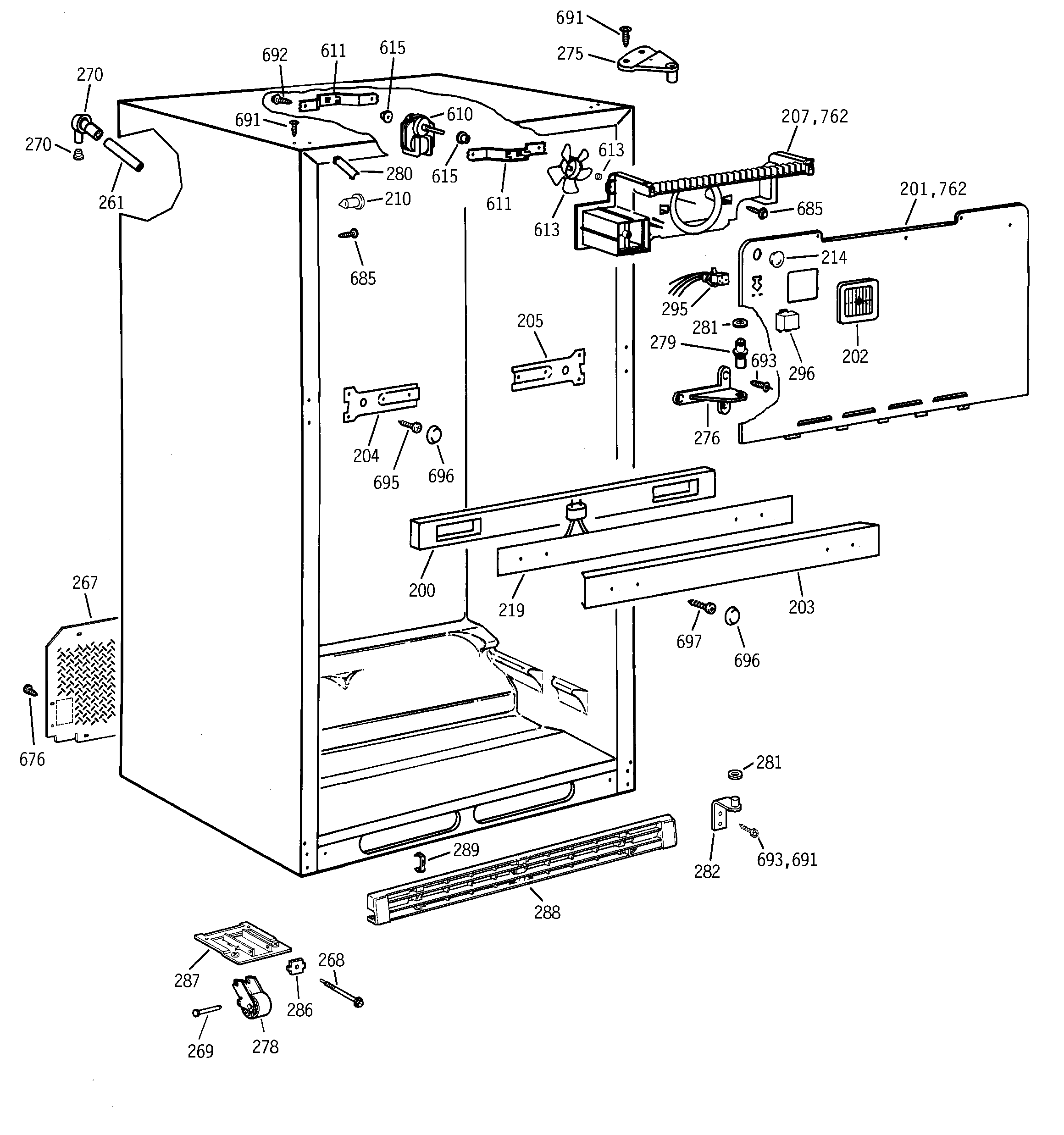 GE TBX18AABQRBB cabinet diagram