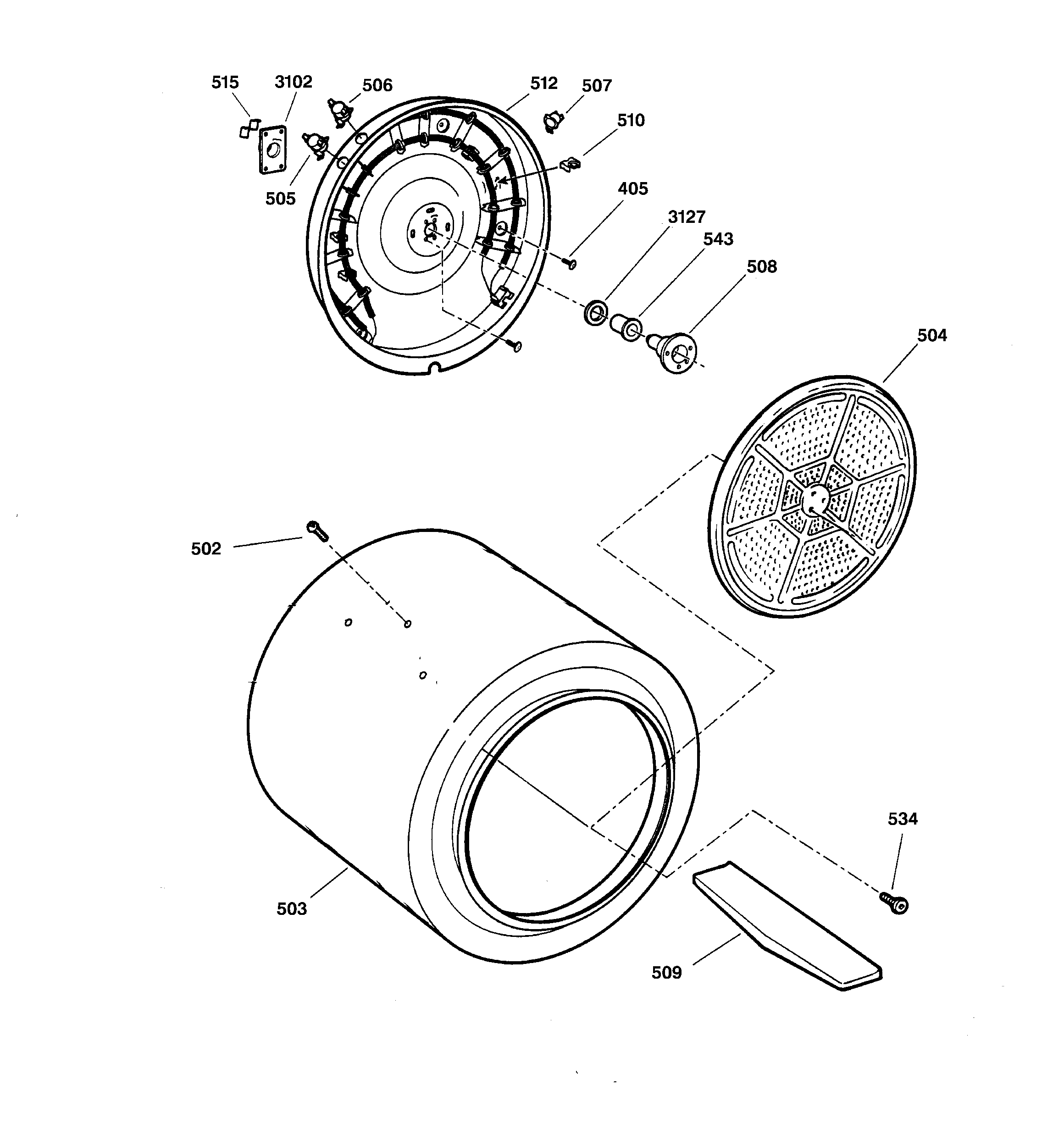 GE DPSR465EA0WW drum diagram