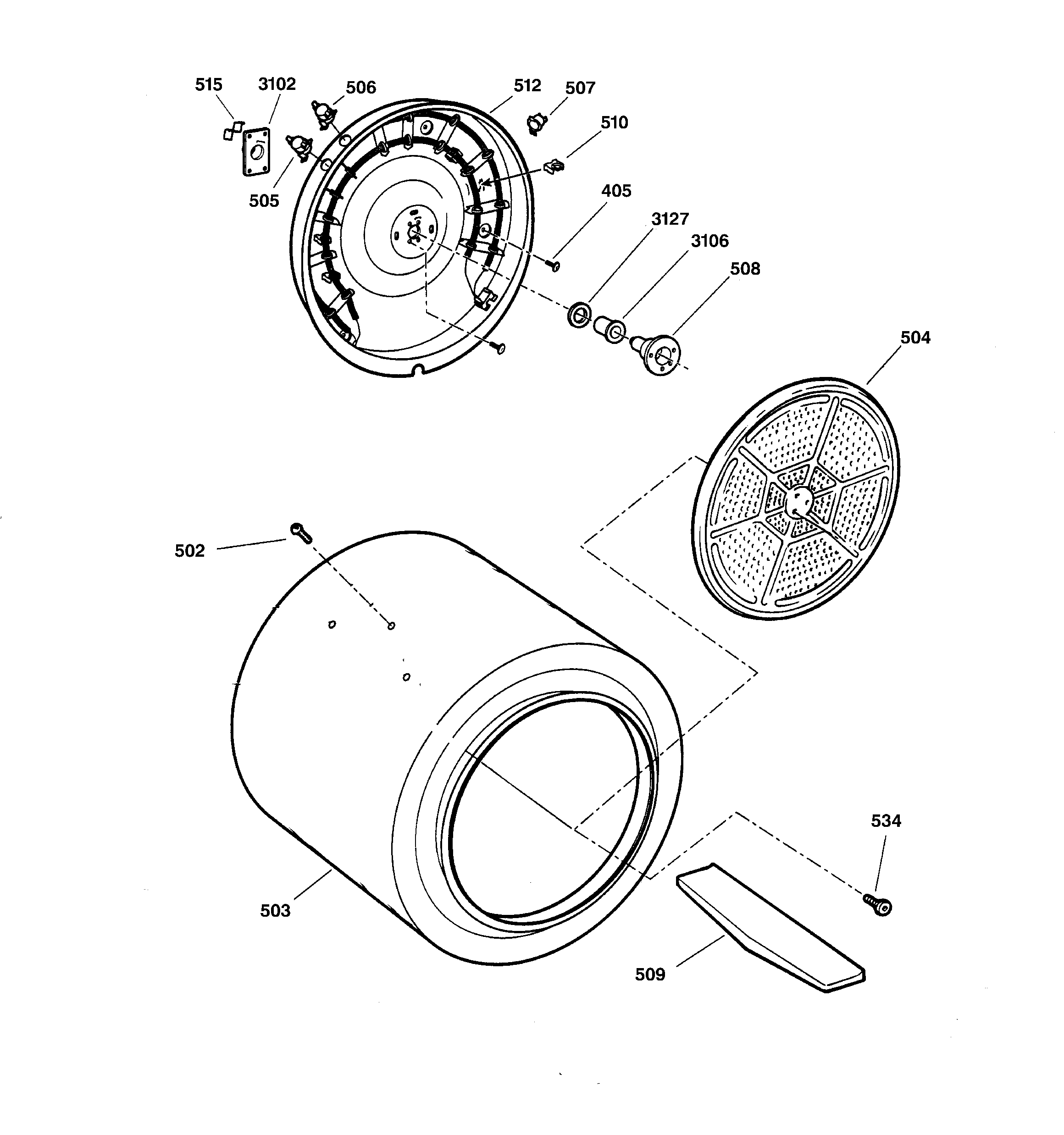 GE DBB3300EA0WW drum diagram