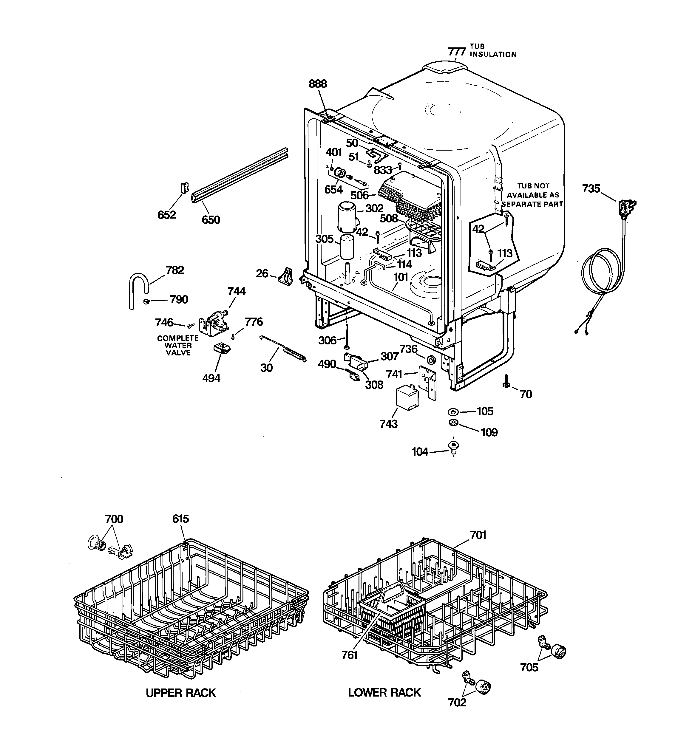 GE GSD2201F00WH body parts diagram
