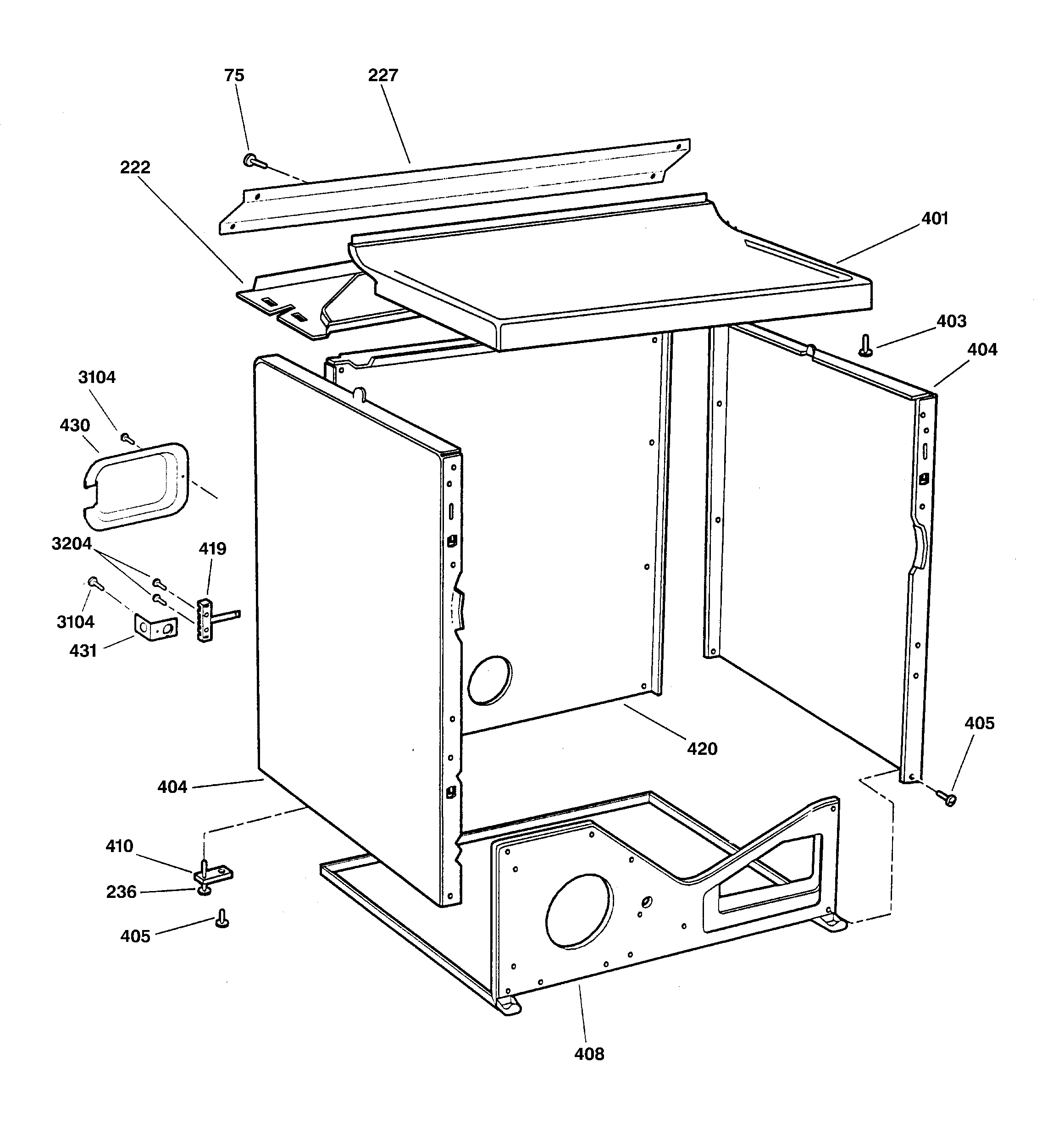 GE DWSR485EA0WW cabinet diagram