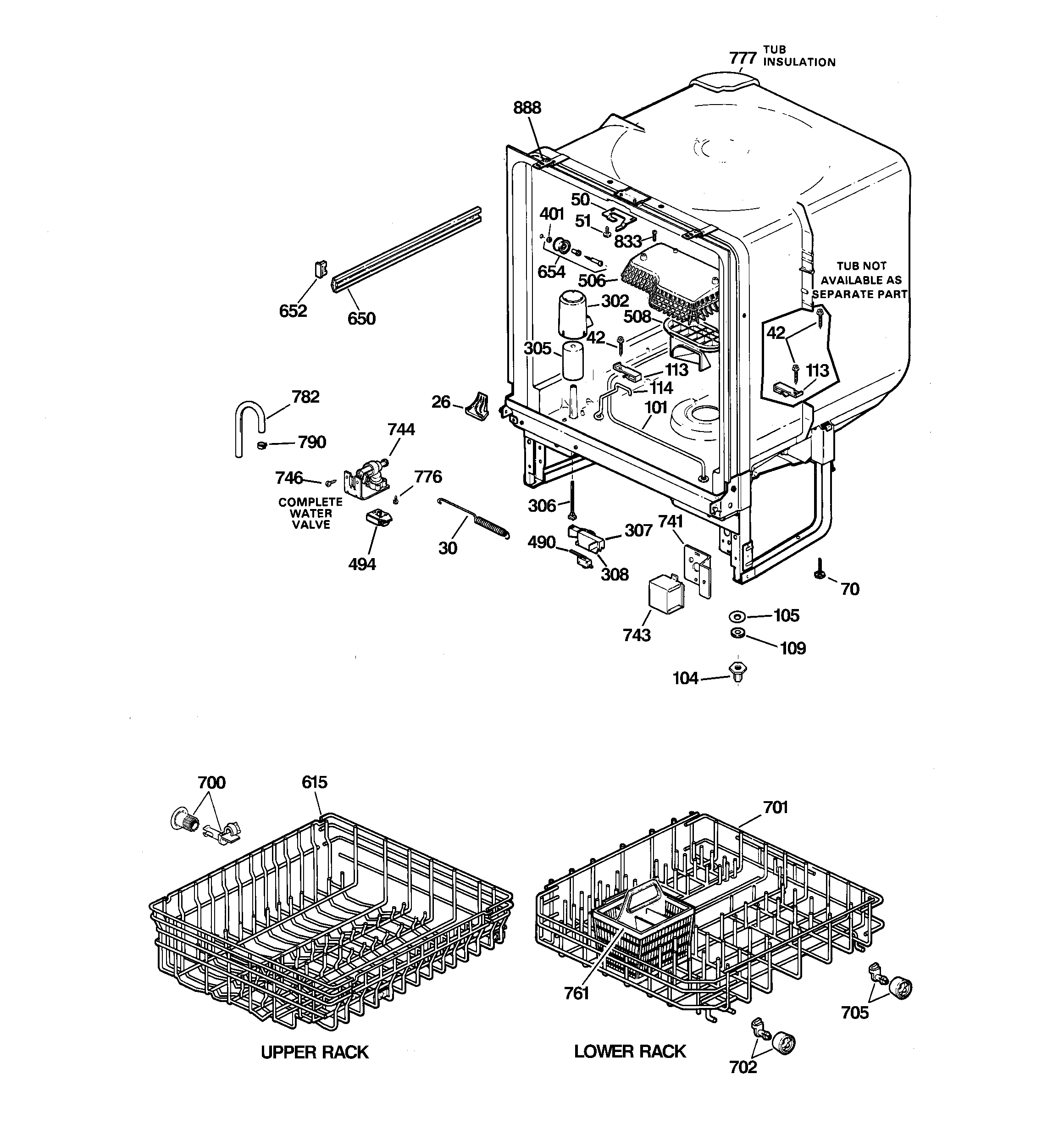 GE GSD1005F00WH body parts diagram