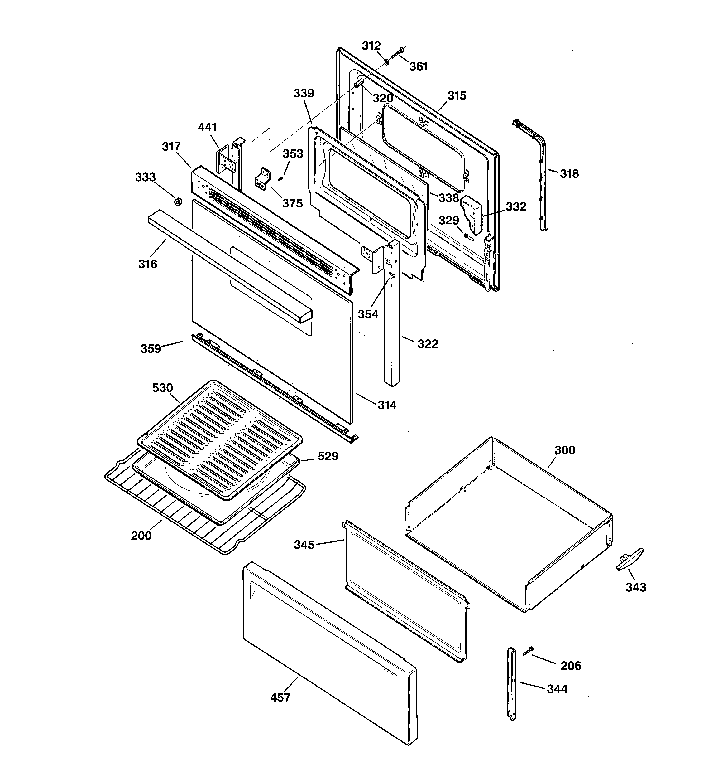 GE JBS23BC1WH door & drawer parts diagram