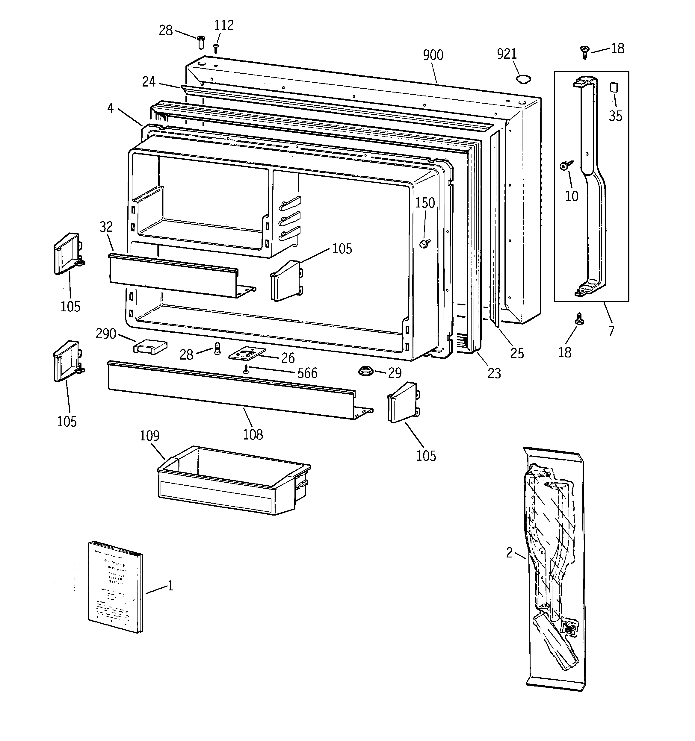 GE TBX22PABRRCC freezer door diagram