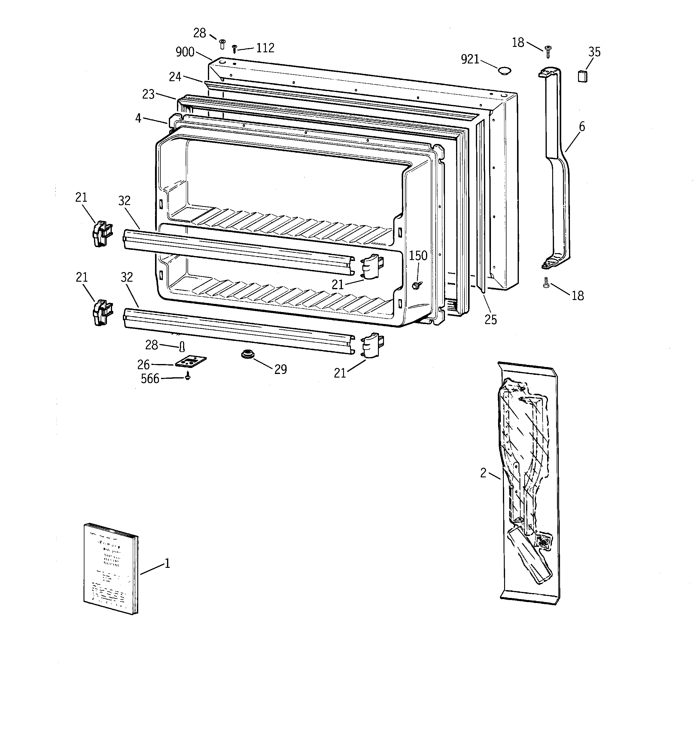 GE ERT2021DARAA freezer door diagram