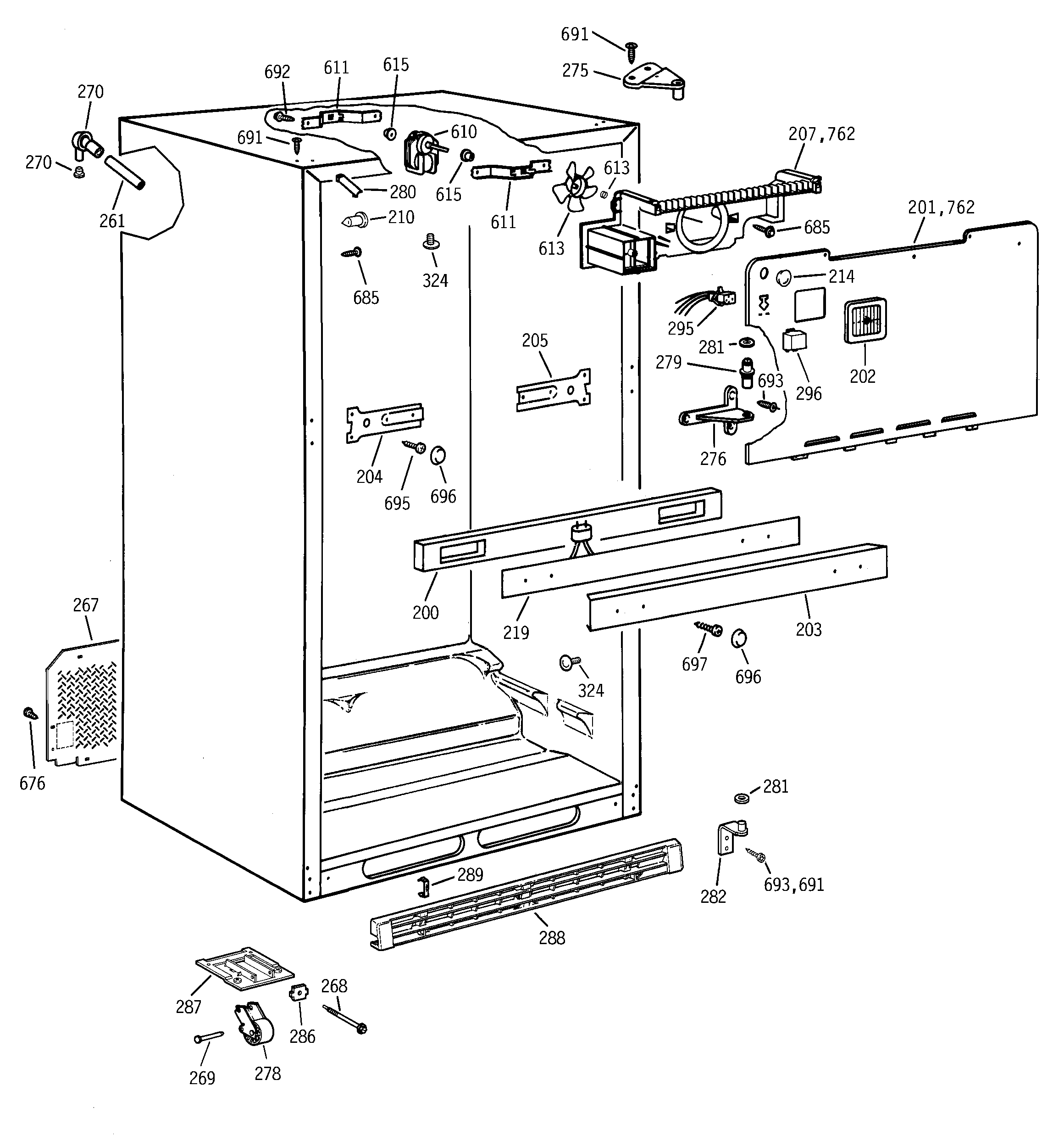 GE ERT2021DARAA cabinet diagram