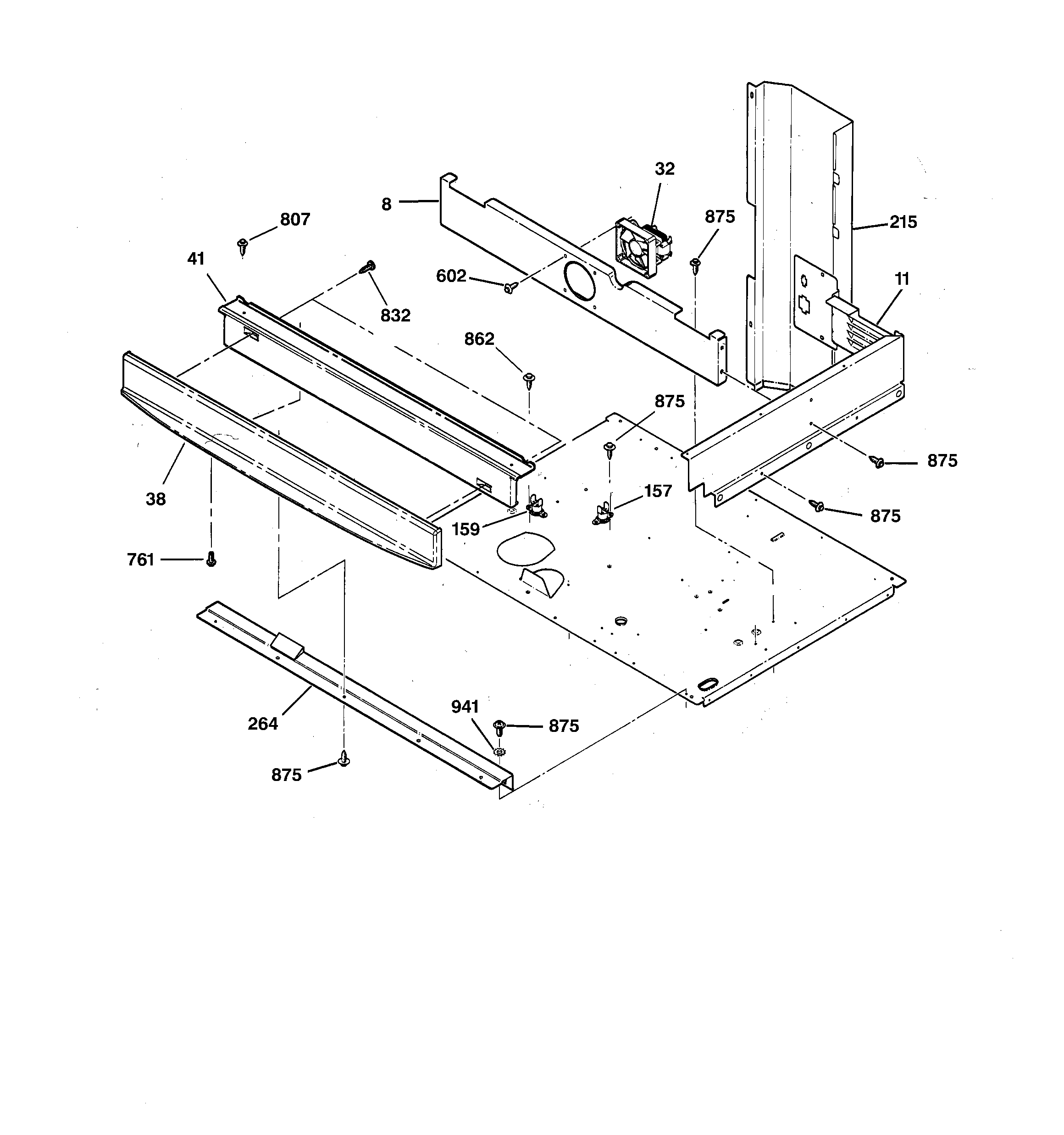 GE JTP56WA3WW center spacer diagram
