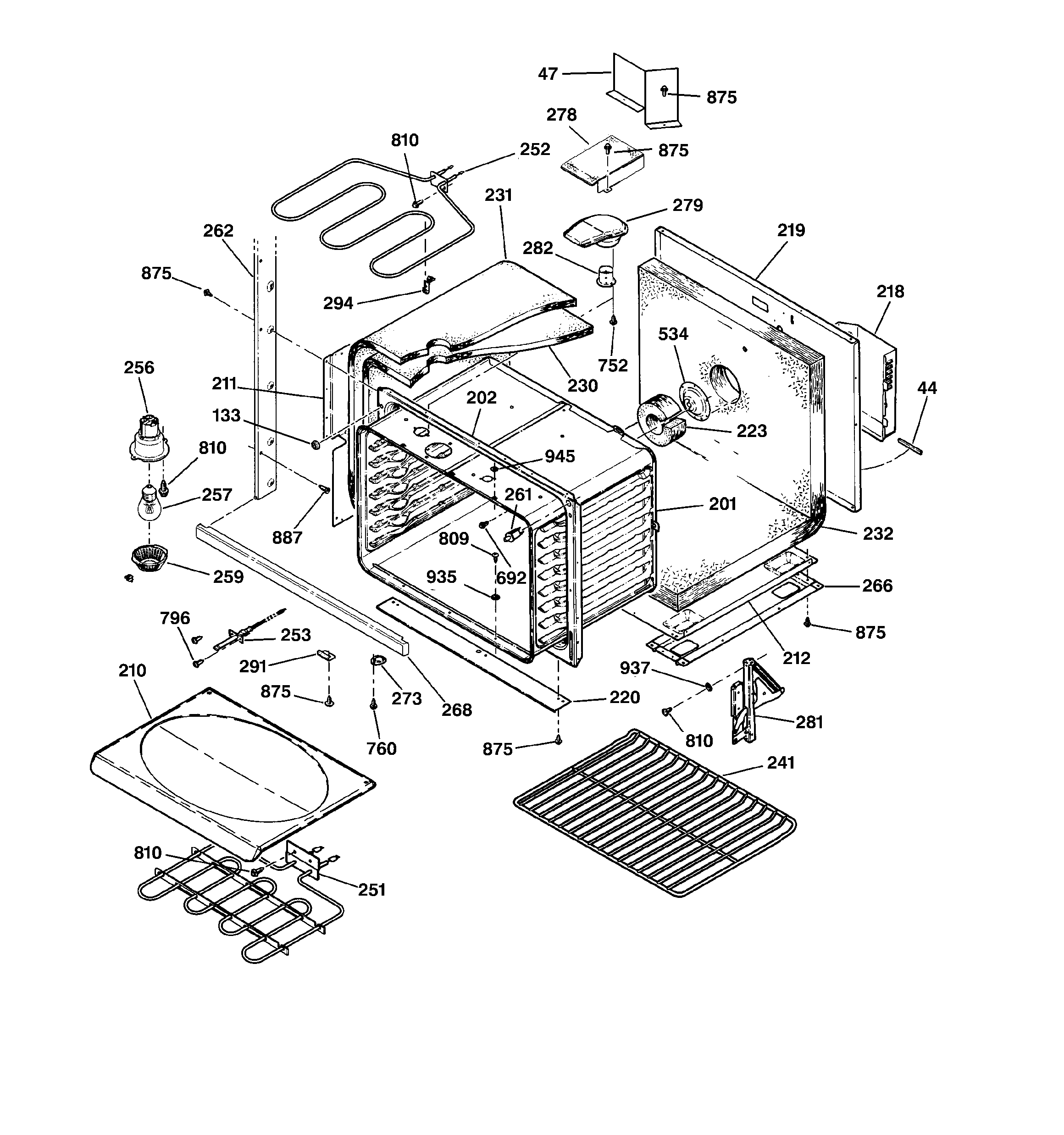 GE JT950AA3AA lower body diagram