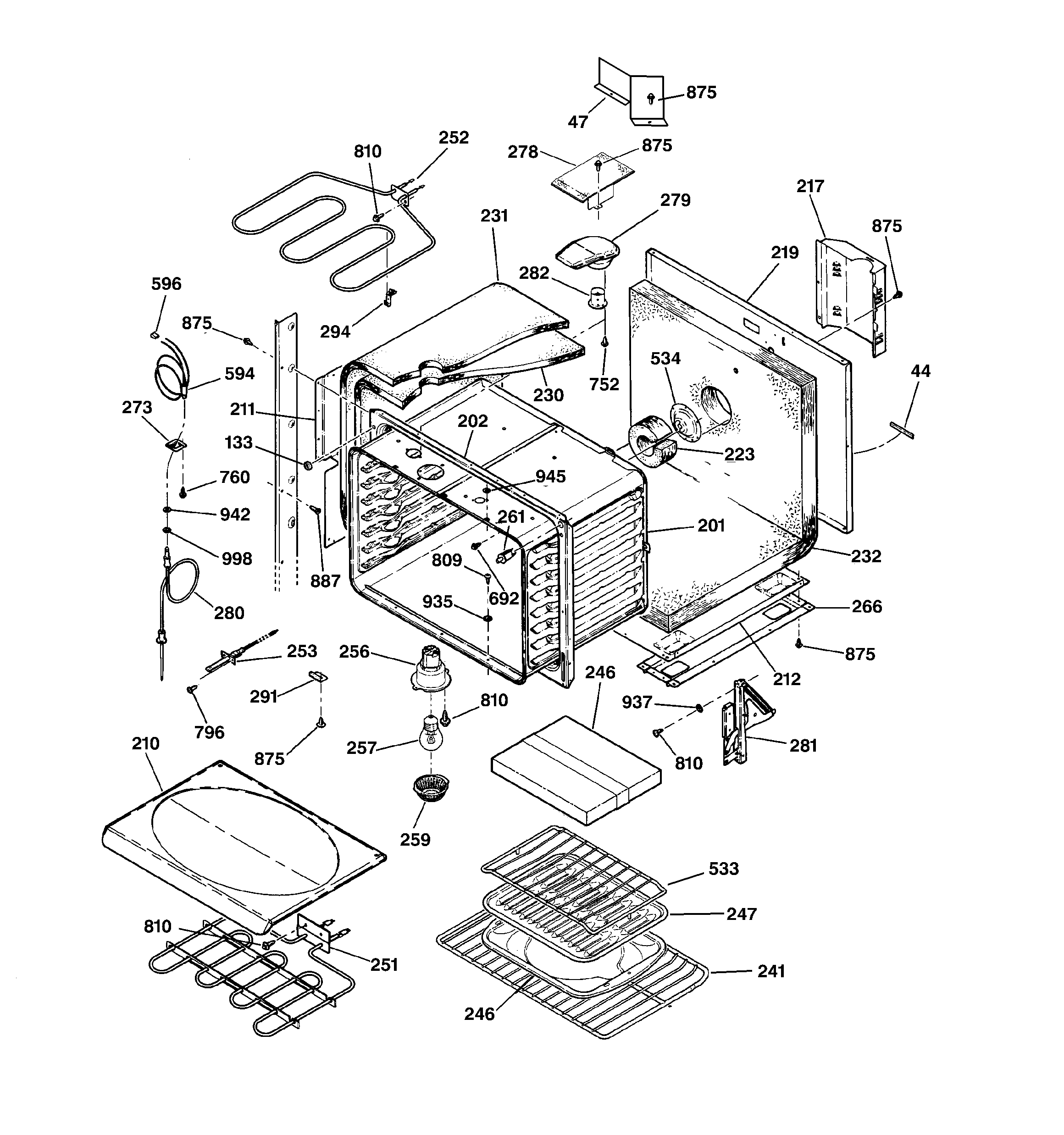 GE JT950SA3SS upper body parts diagram