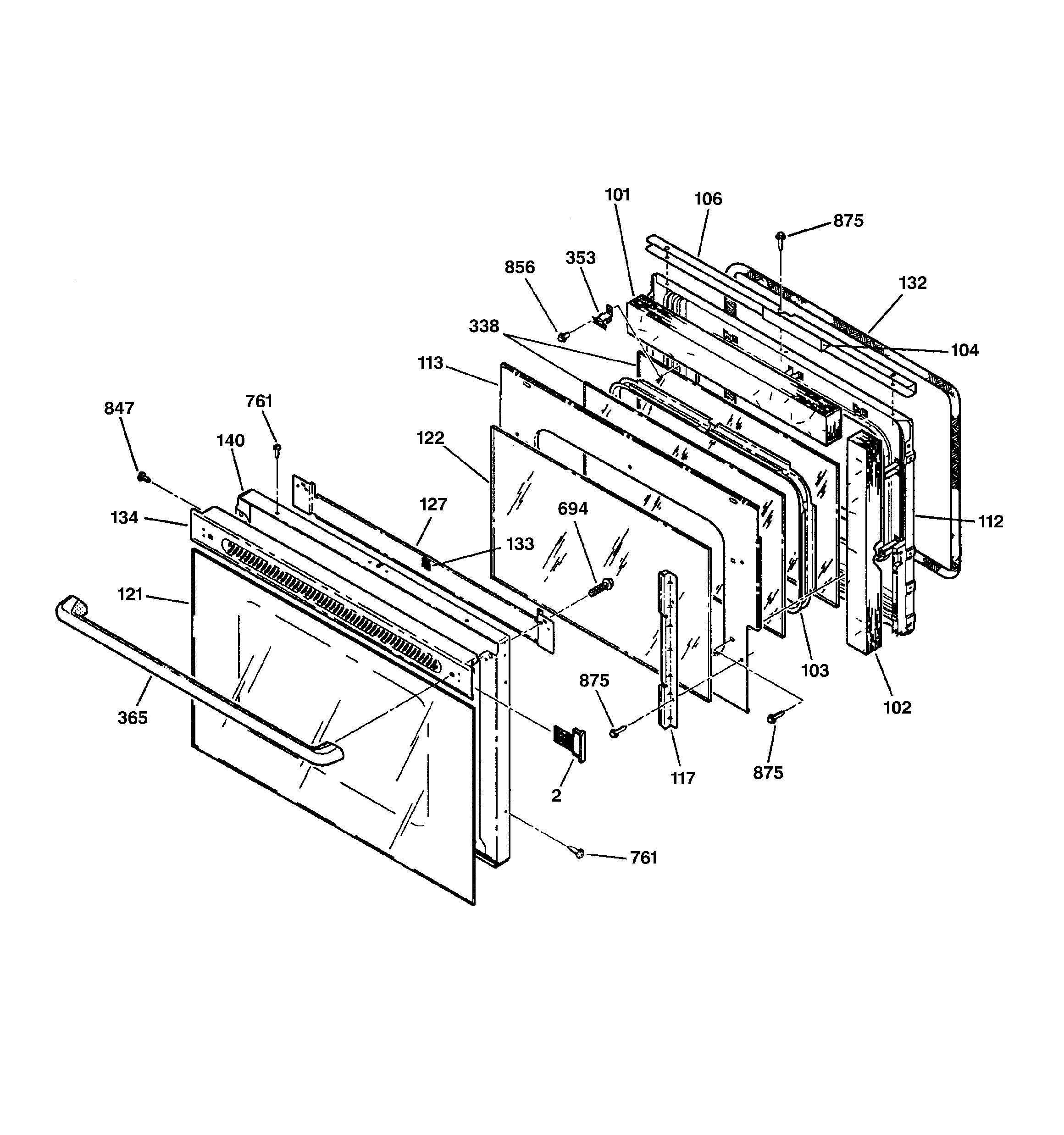 GE ZET737BA3BB door diagram
