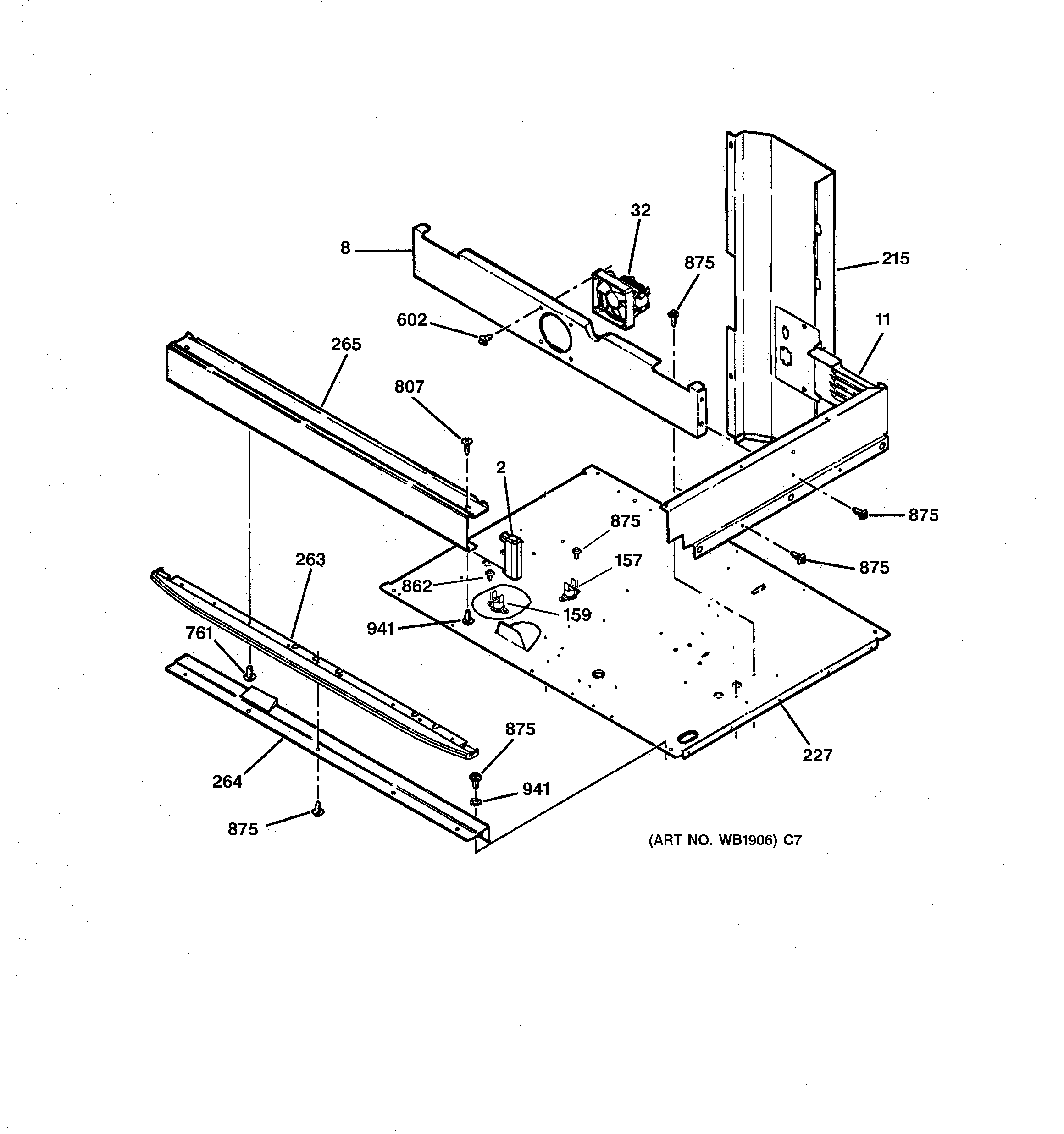 GE ZET757WA3WW center spacer diagram