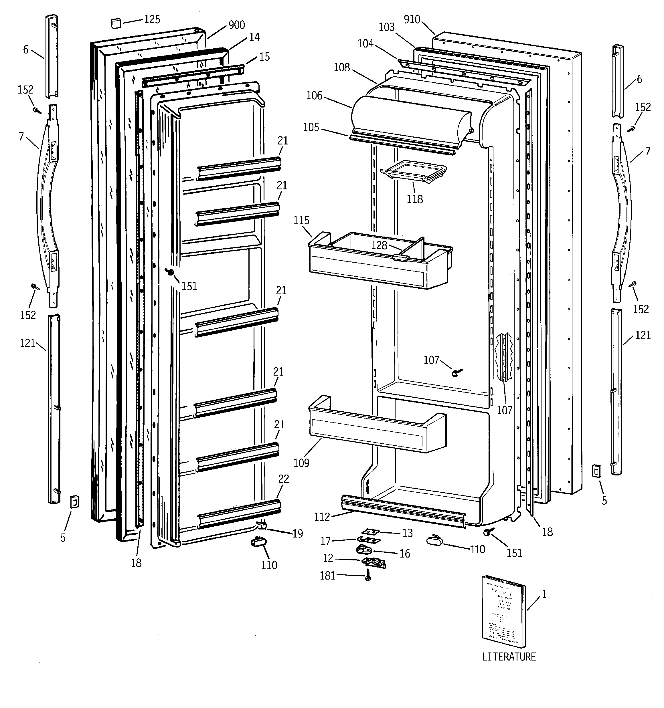 GE TFK22KADAAA doors diagram