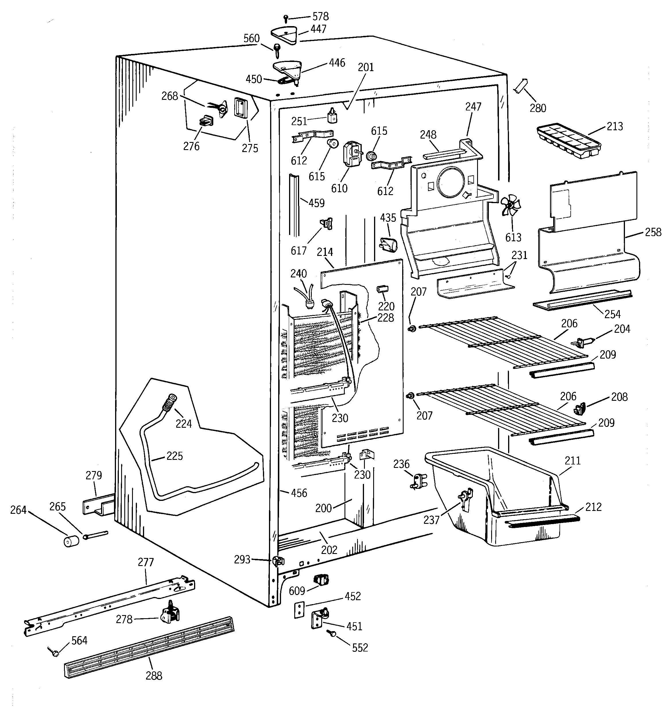 GE TFK22KADAAA freezer section diagram