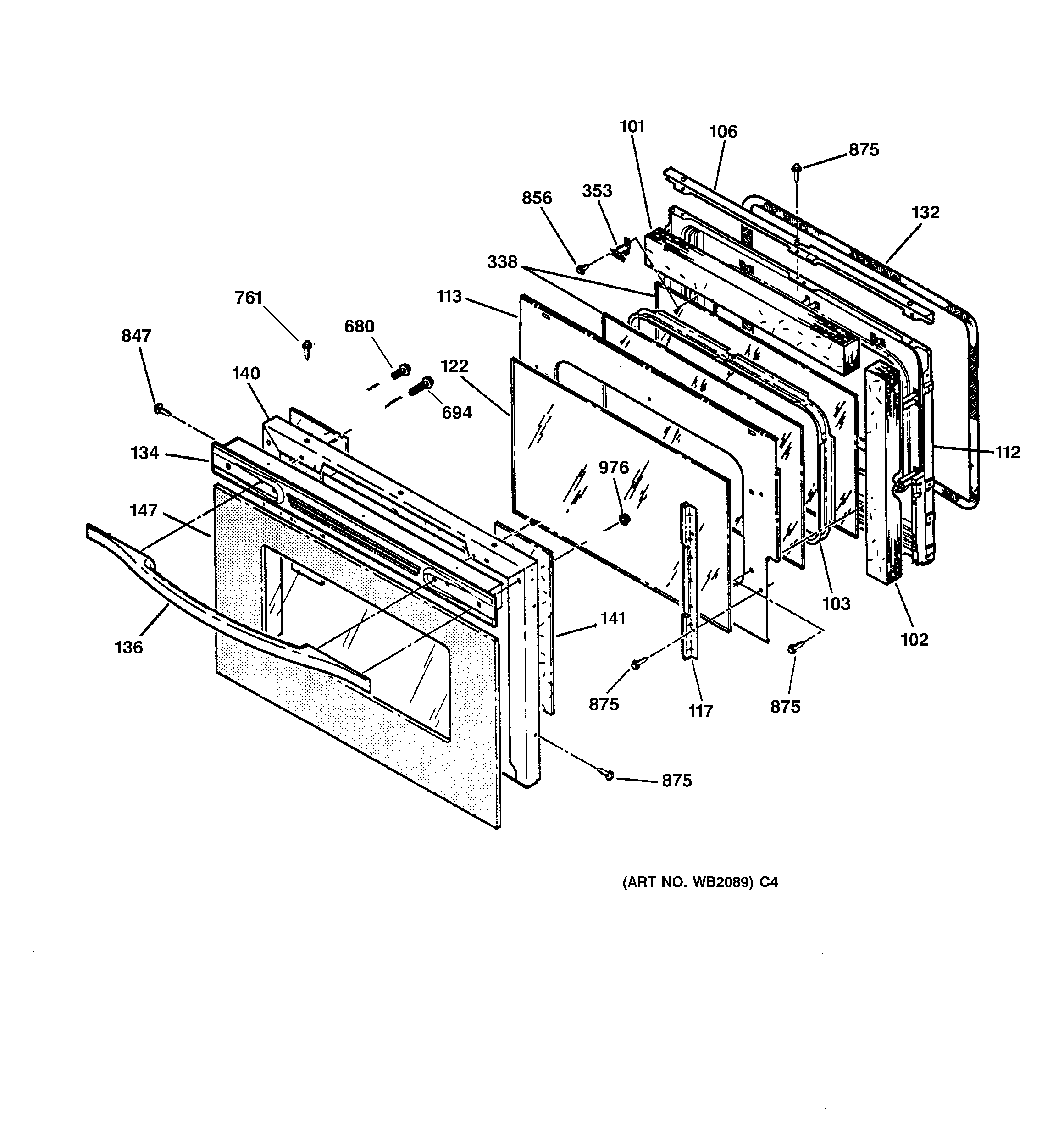 GE JT910SA3SS door diagram