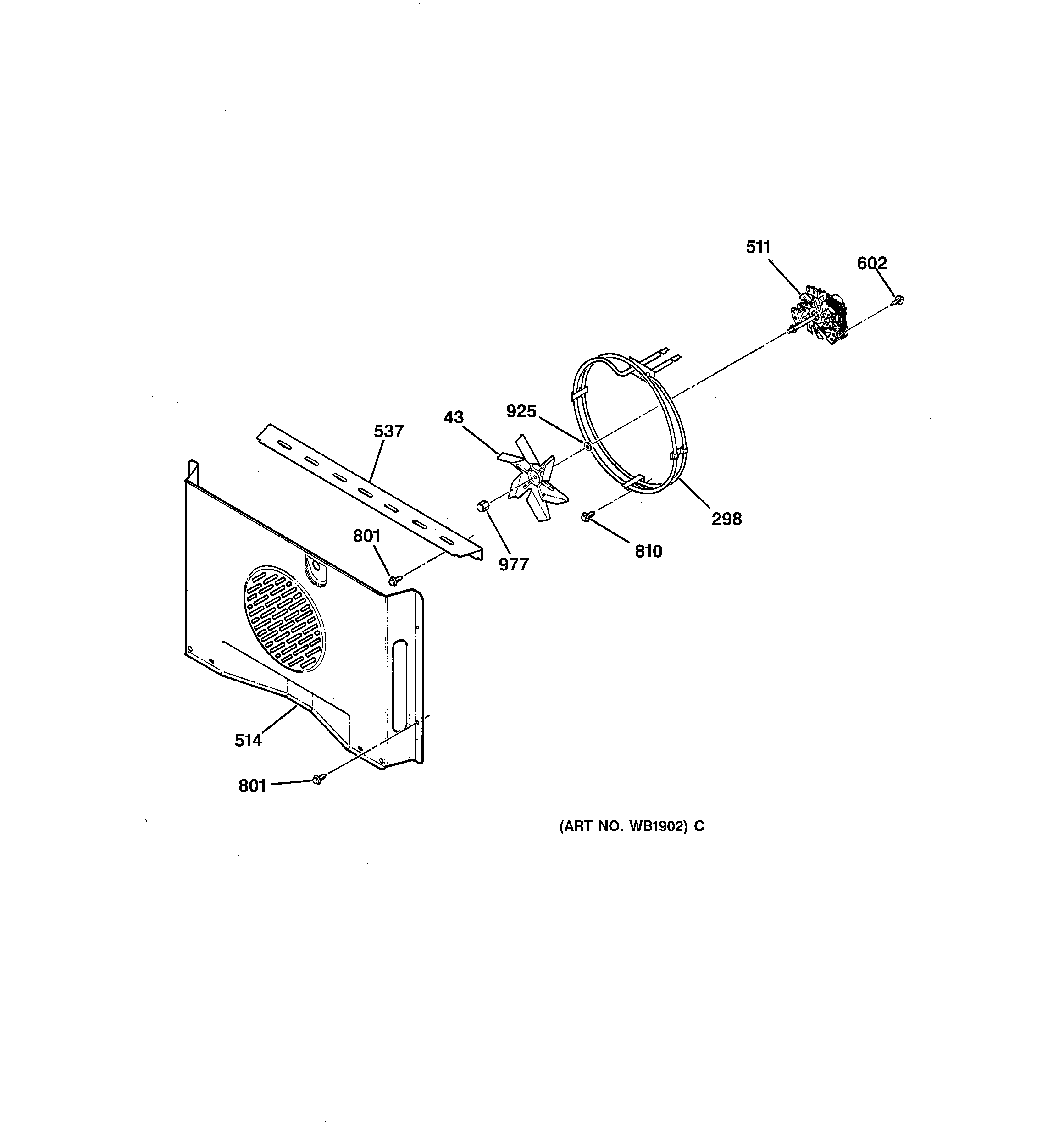 GE JT910SA3SS fan assembly diagram