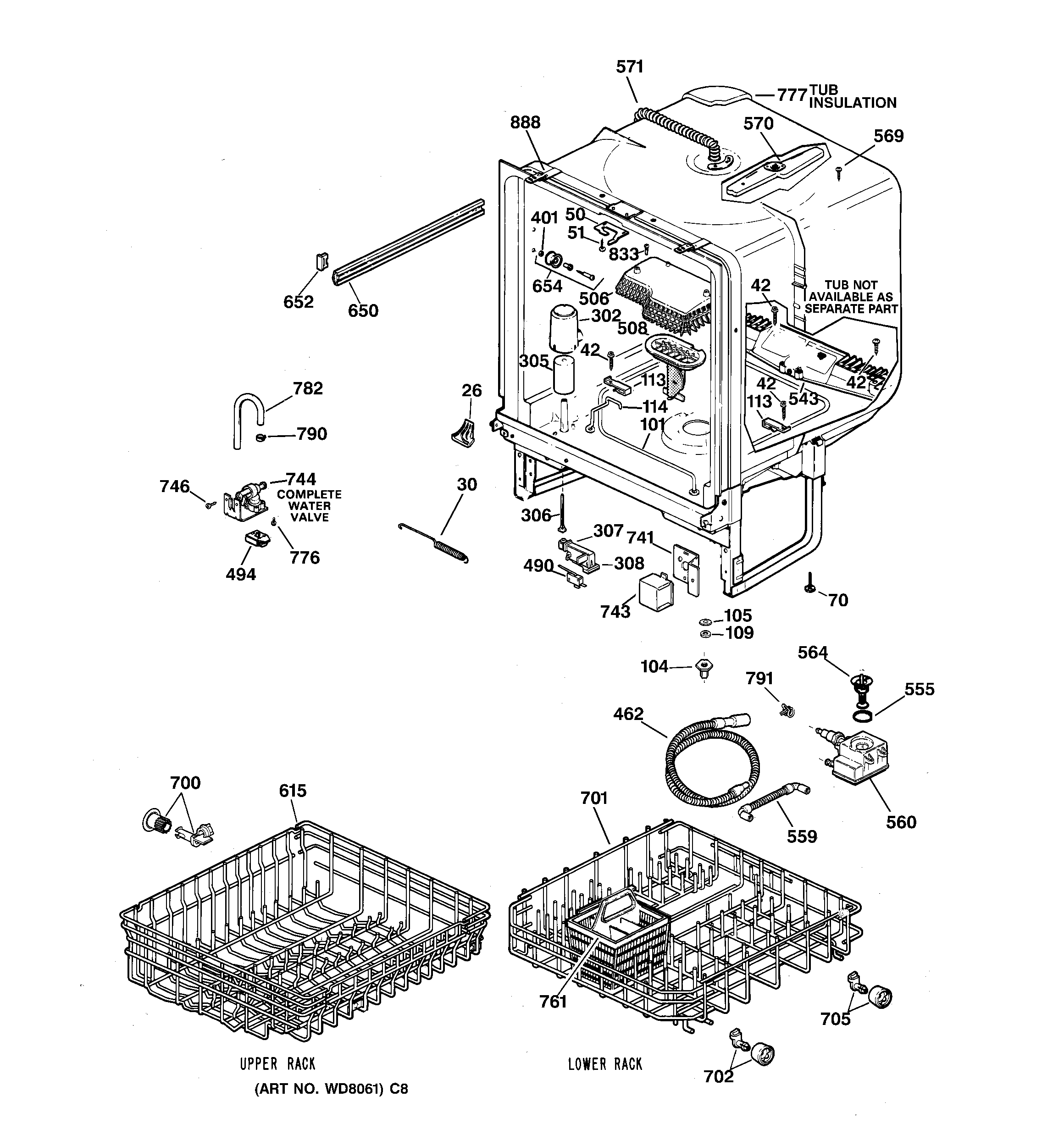 GE GSD3610F00AA body parts diagram