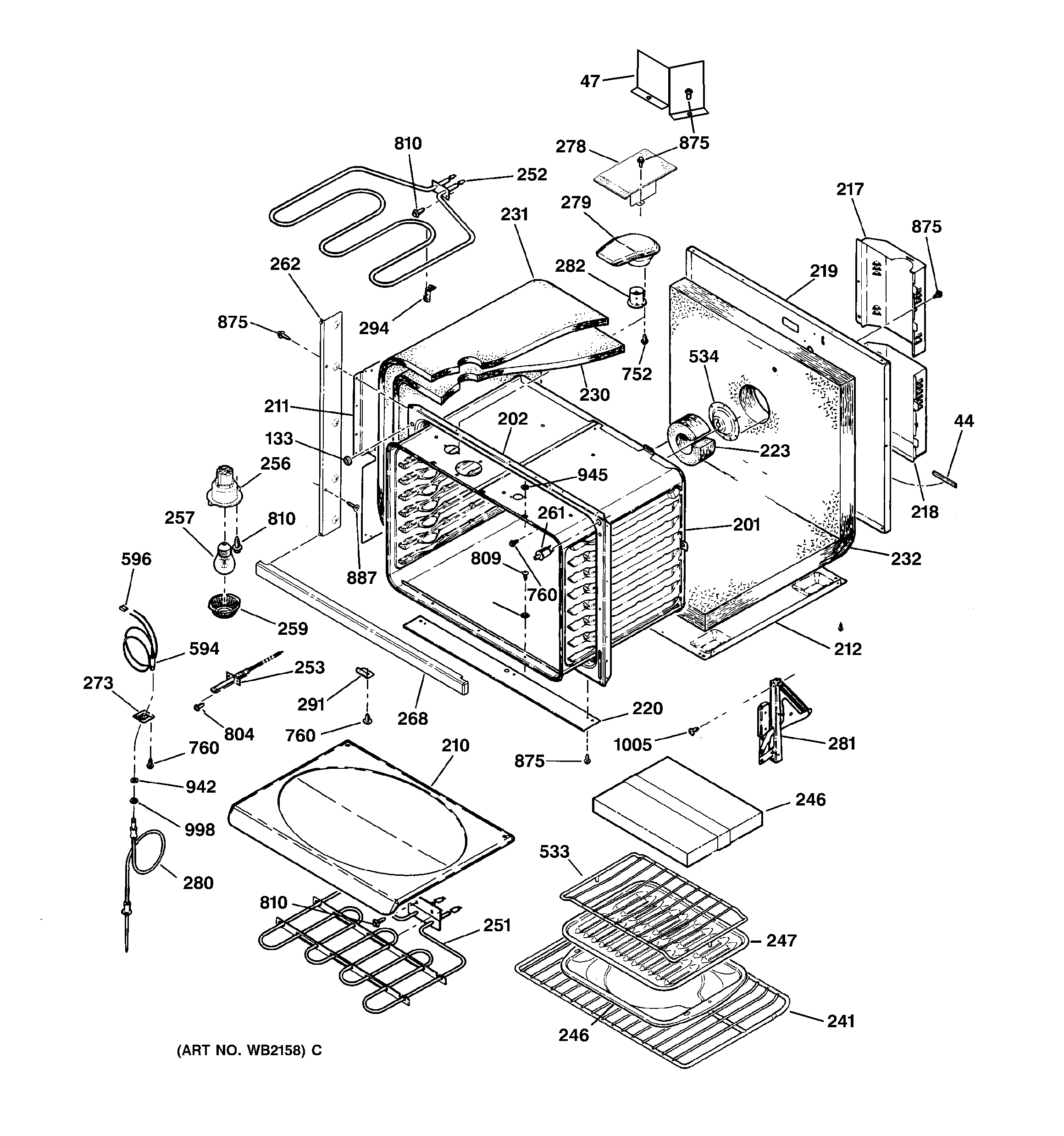 GE JCT910SA3SS body parts diagram