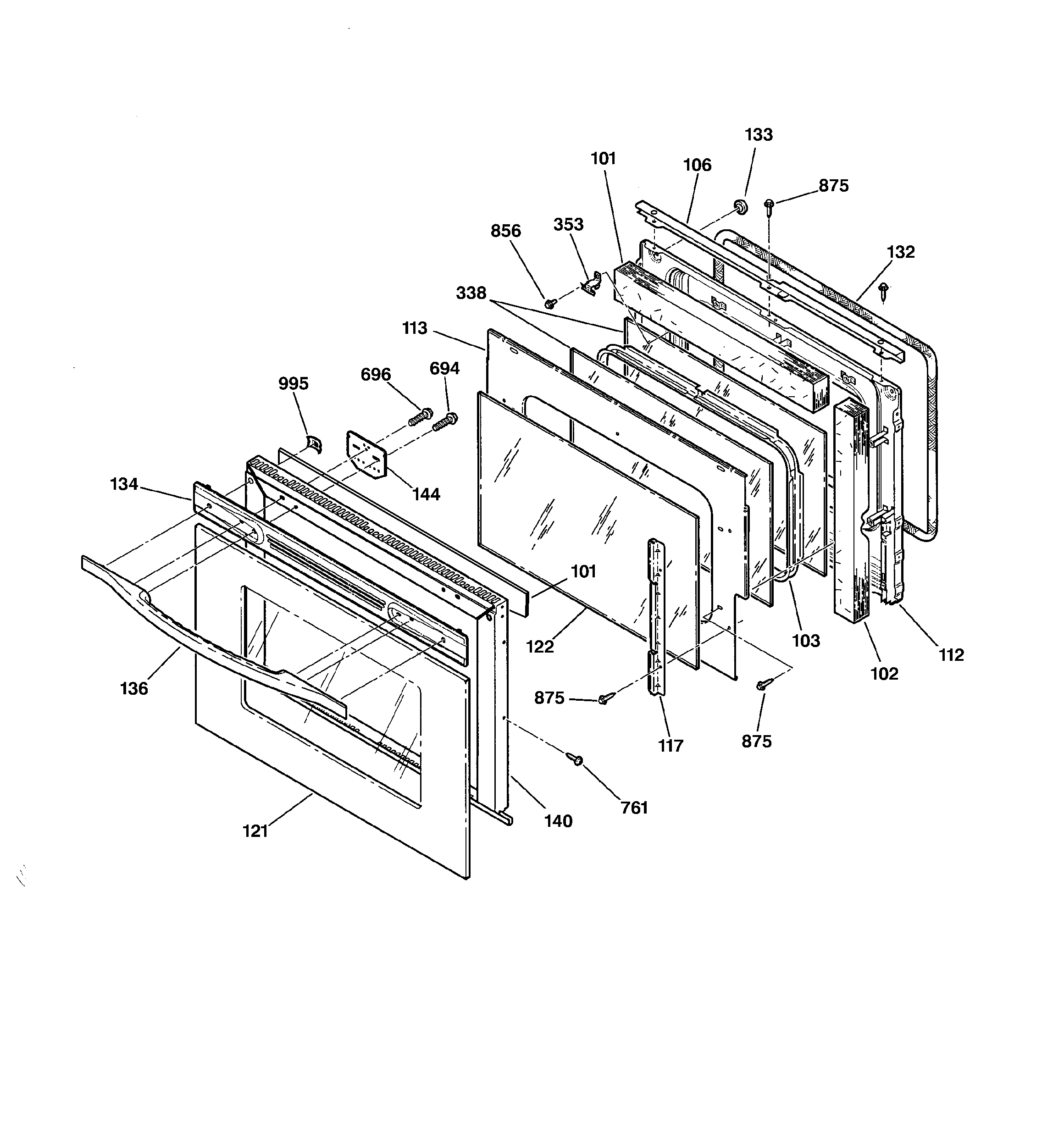 GE JKP18WA3WW door diagram