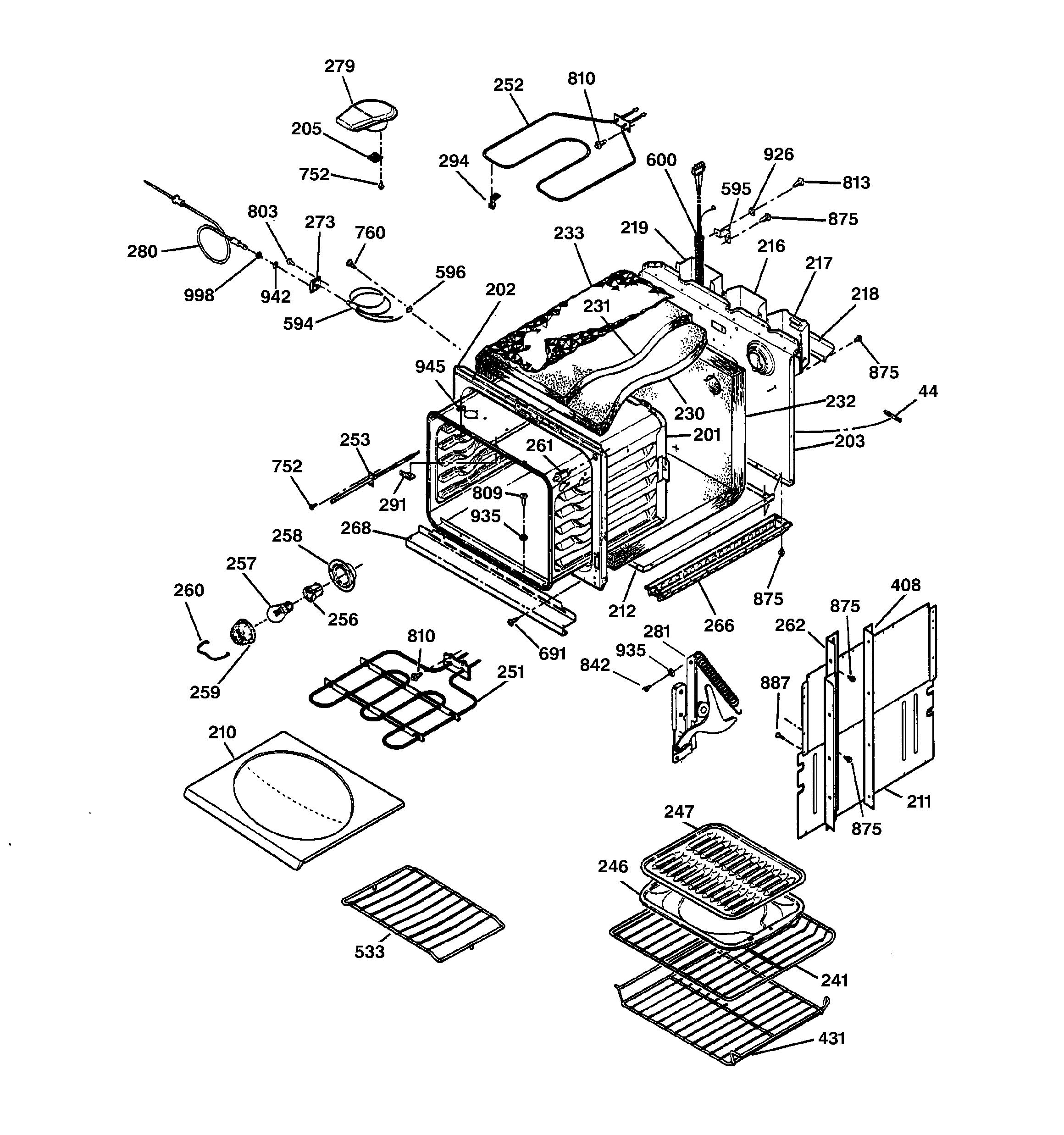 GE ZEK737WA3WW body parts diagram
