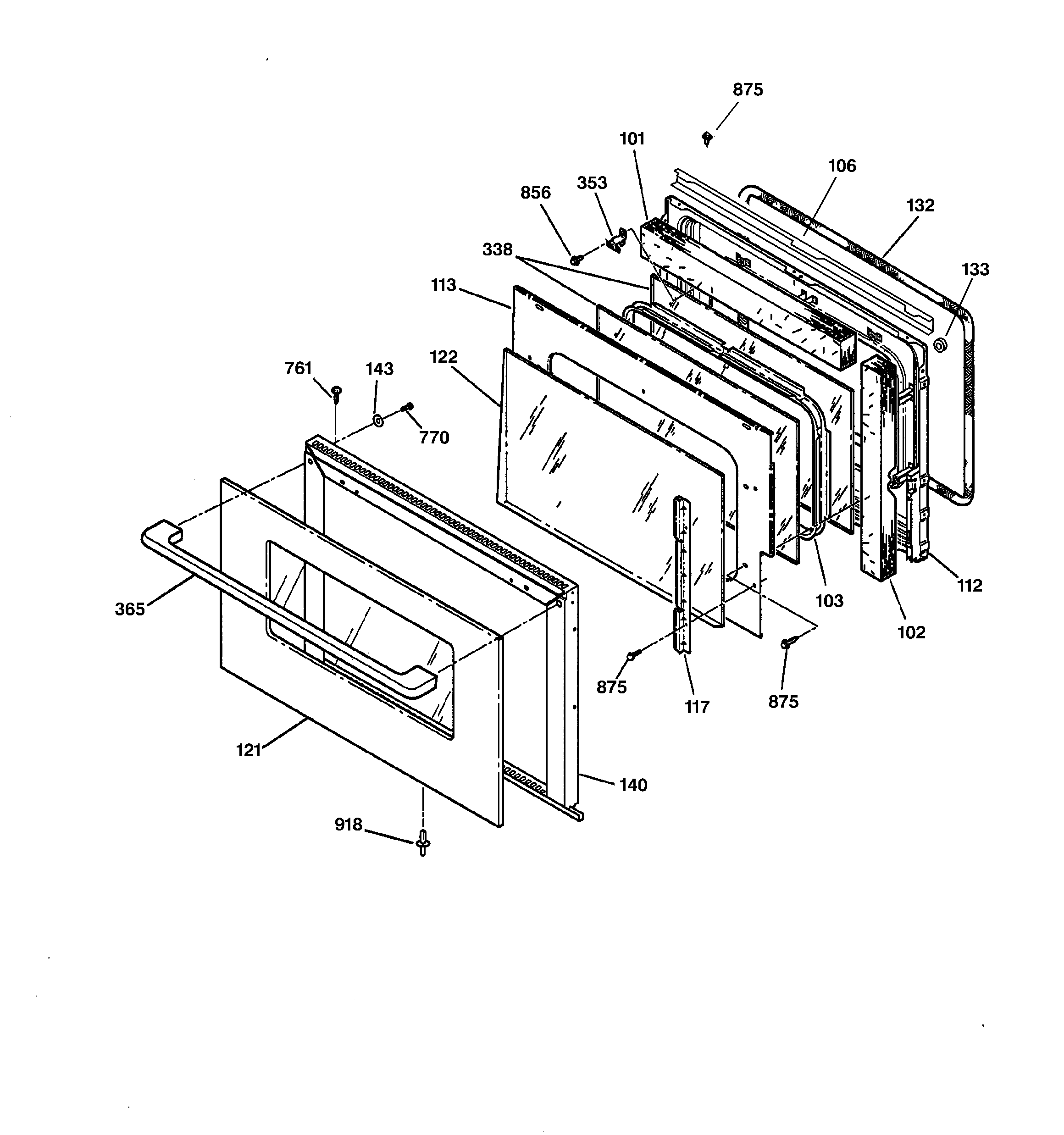 GE ZEK737WA3WW door diagram