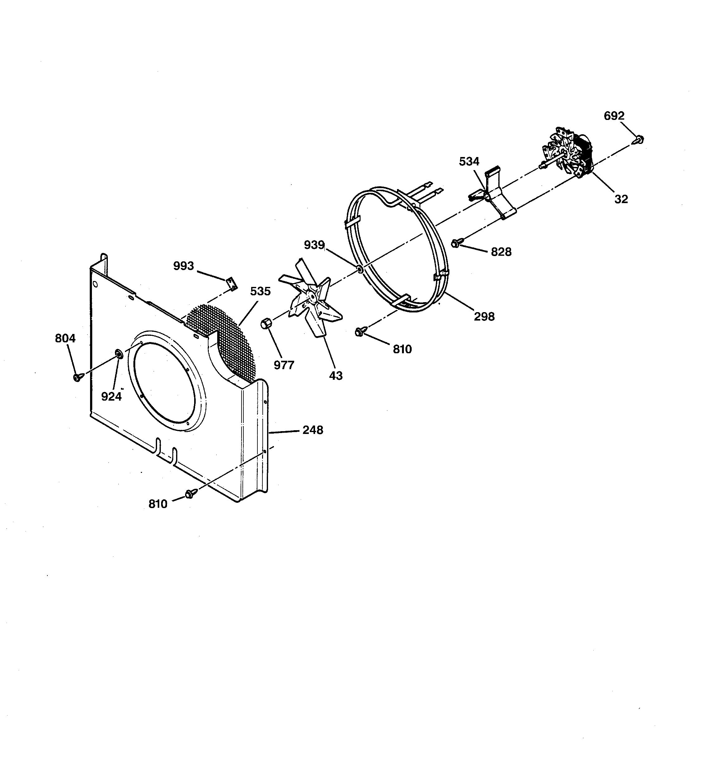 GE ZEK737WA3WW fan assembly diagram
