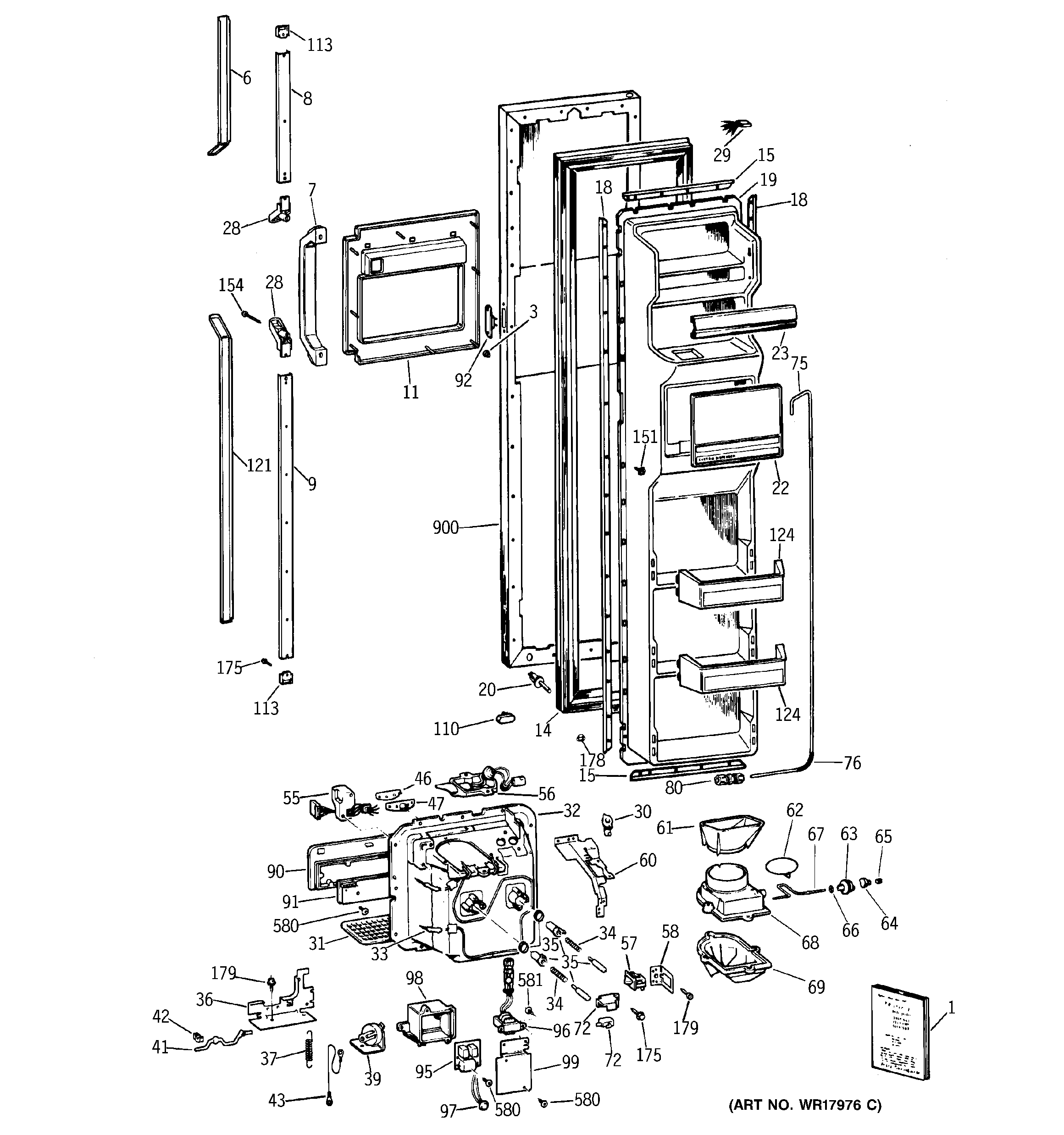 GE TFCW27FRBWH freezer door diagram