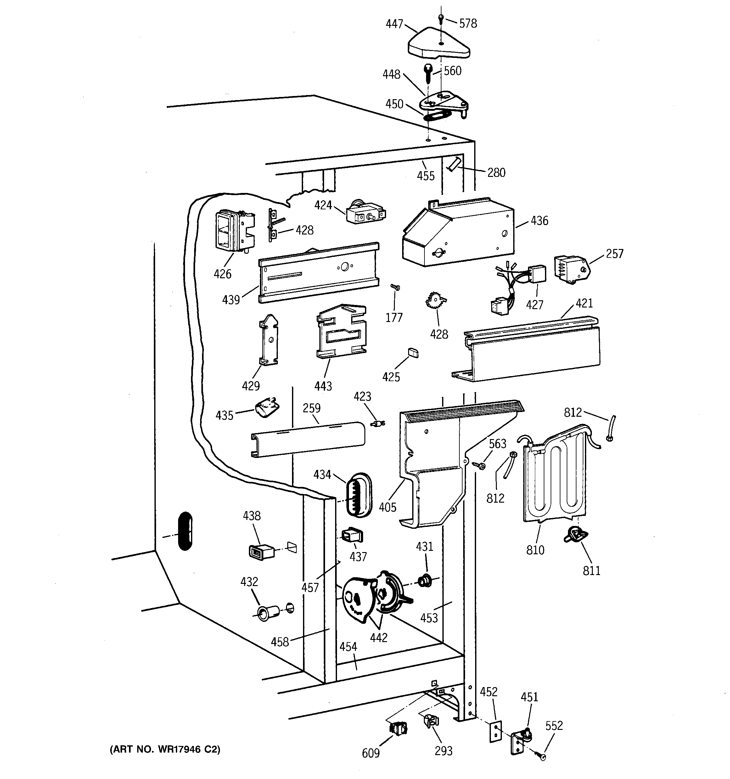 GE TFCW27FRBWH fresh food section diagram
