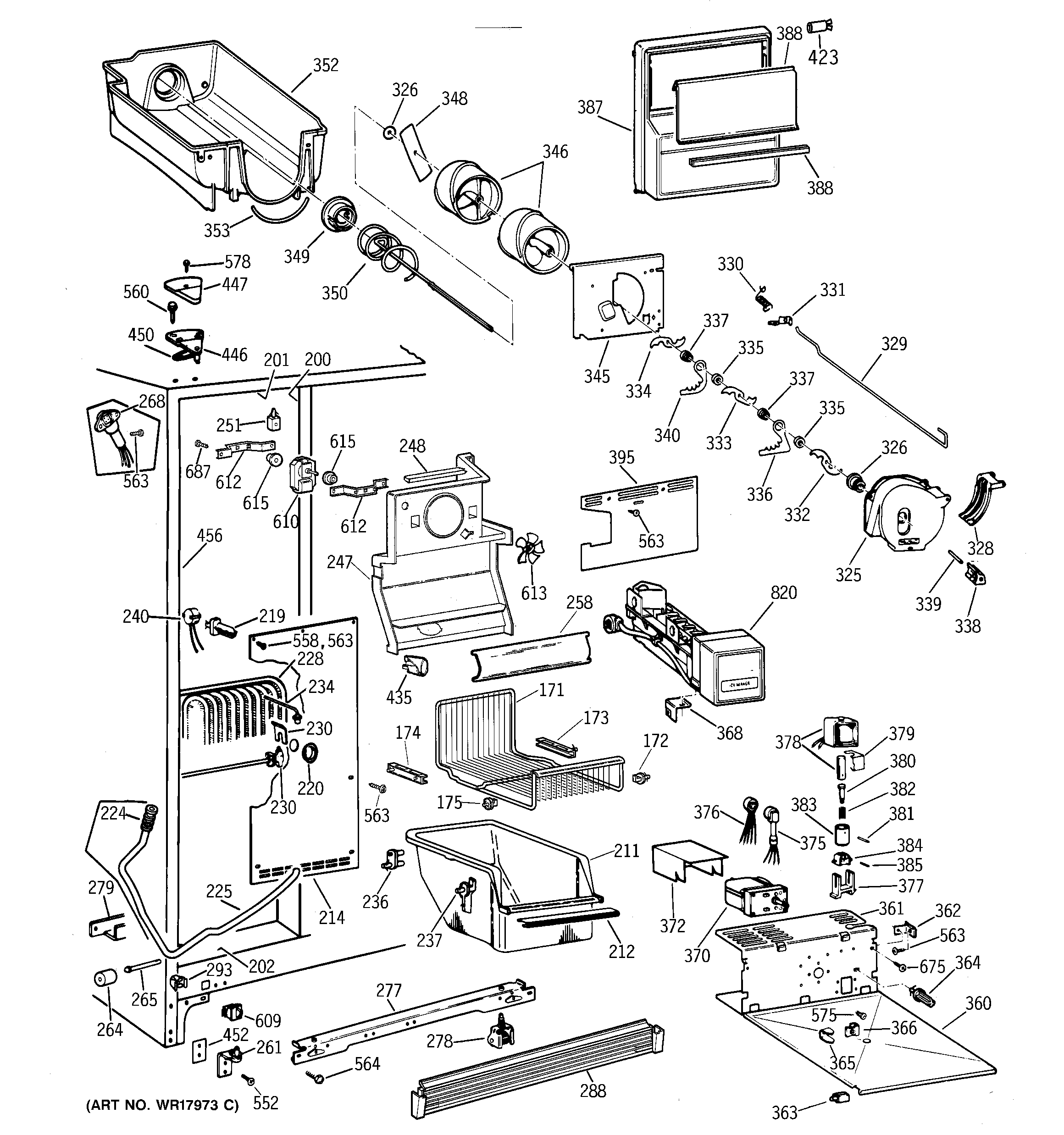 GE TFCW27RRAWH freezer section diagram