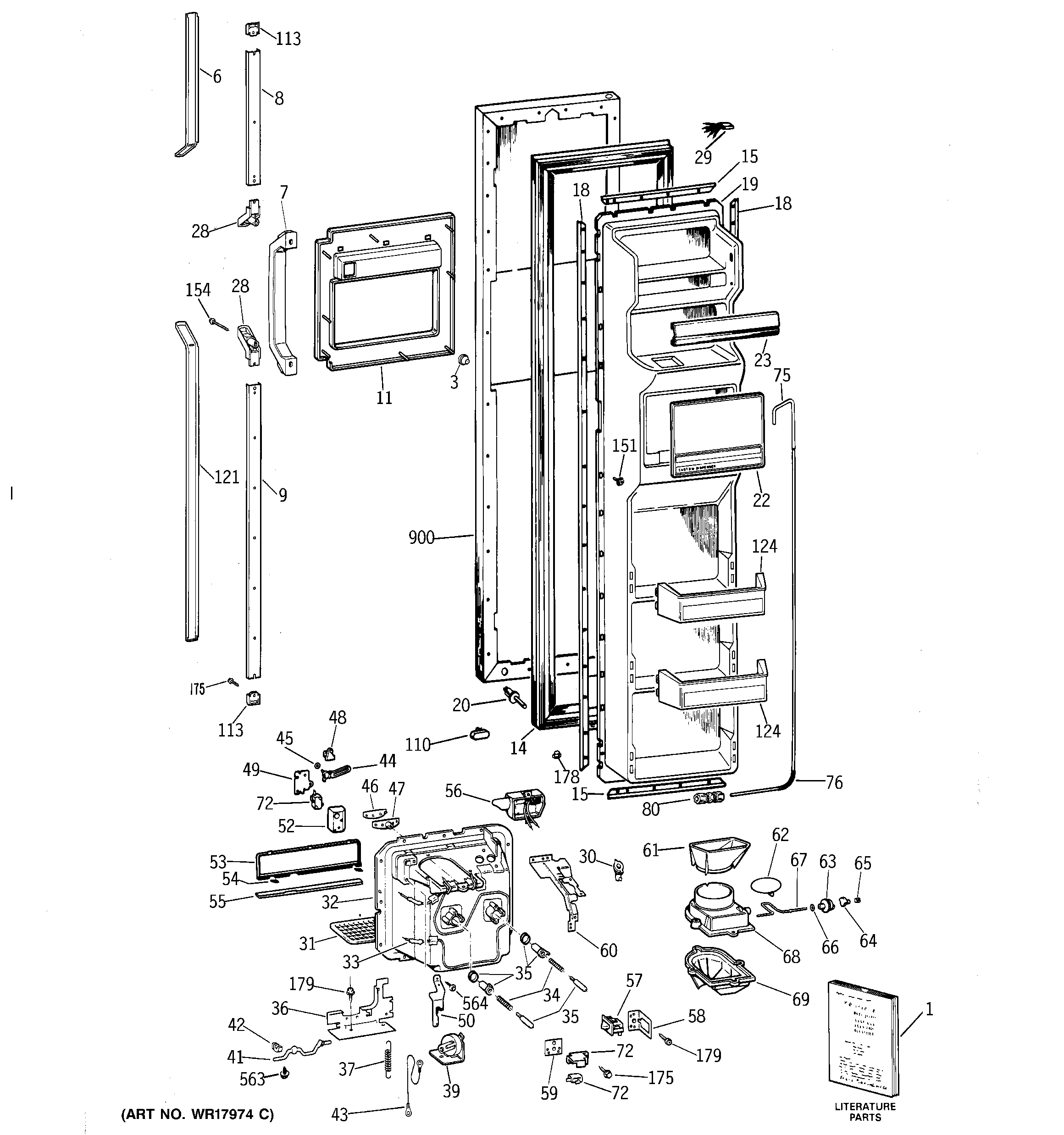 GE TFEA27RRAAD freezer door diagram