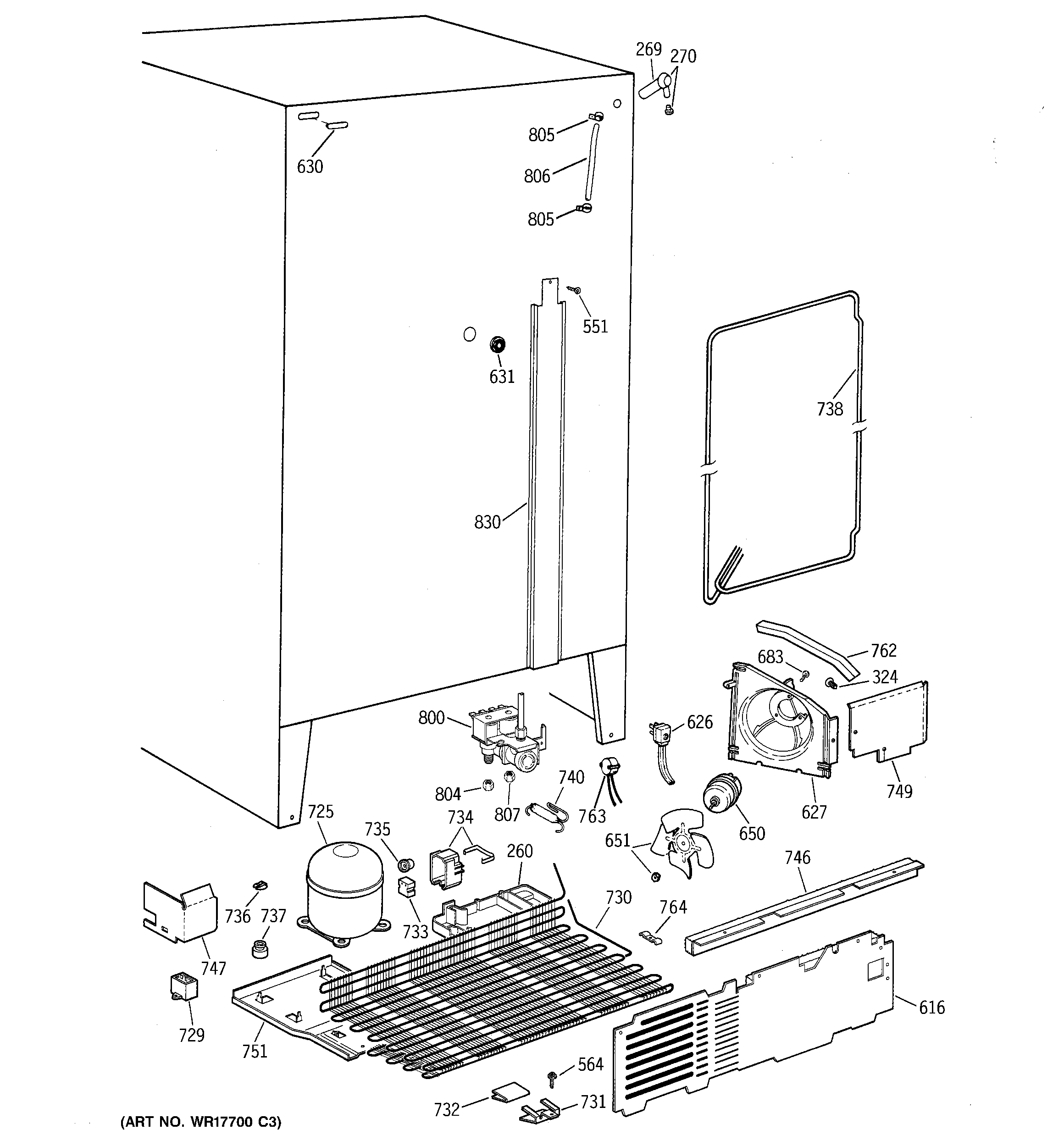 GE TFEA27RRAAD unit parts diagram