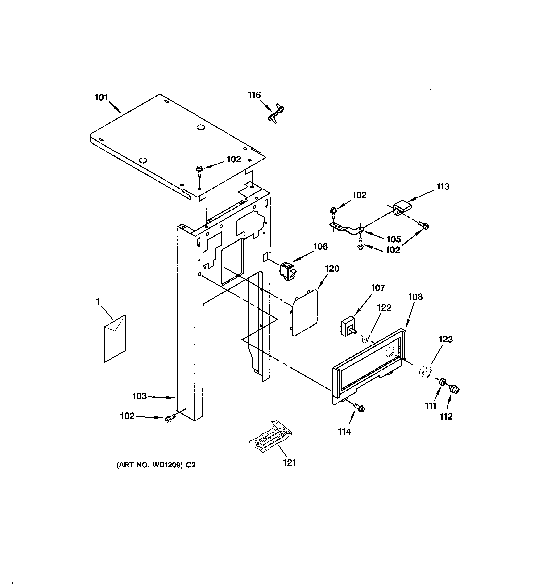 GE GCG1540F0SS cabinet & control parts diagram