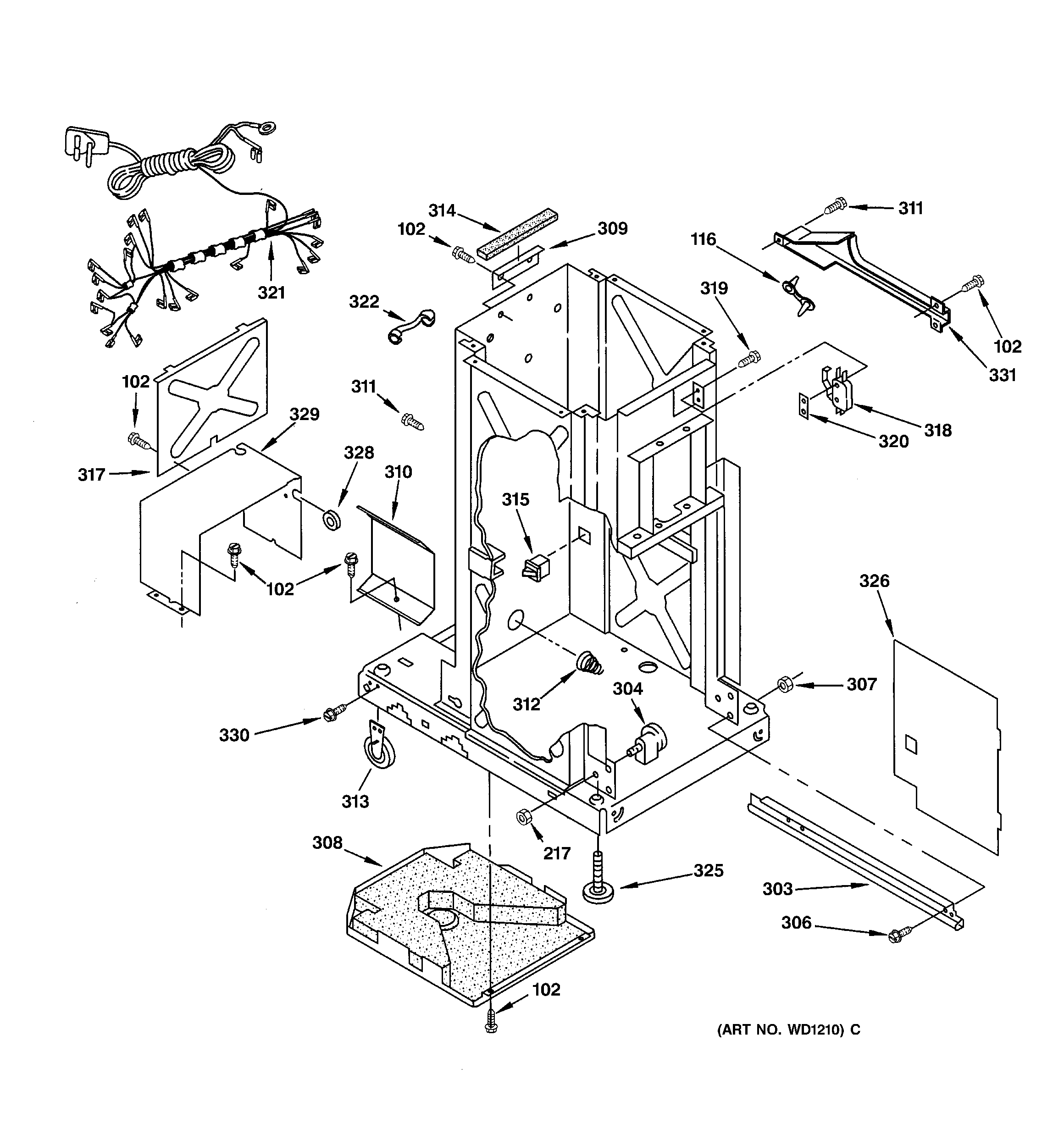 GE GCG1540F0SS frame parts diagram