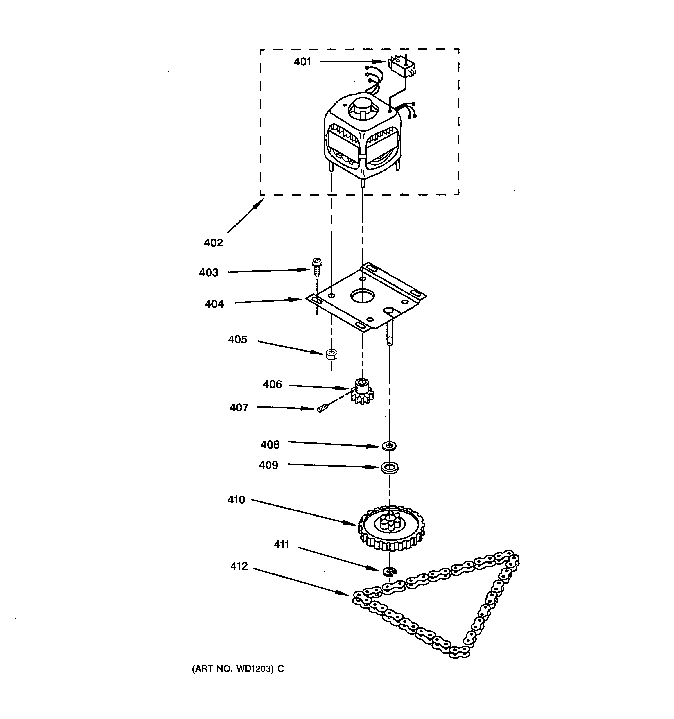 GE GCG1540F0SS motor & drive parts diagram